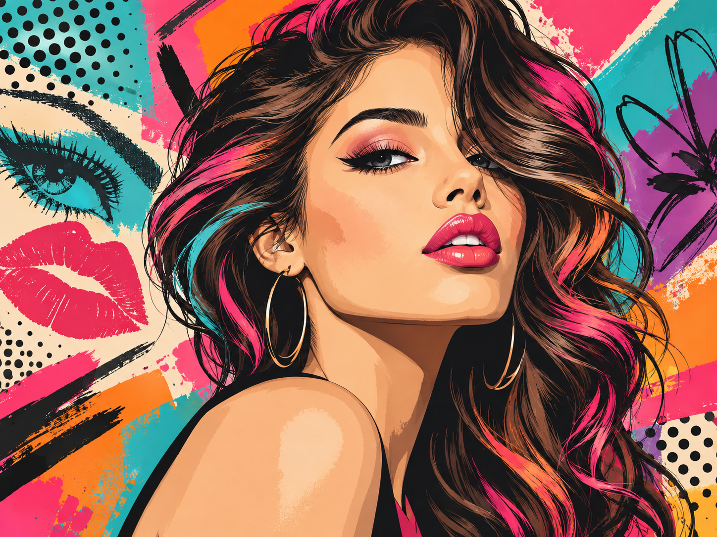 Pop Beauty Portrait — Kuaför Duvar Kağıdı (TS-HB-022) – görsel 2