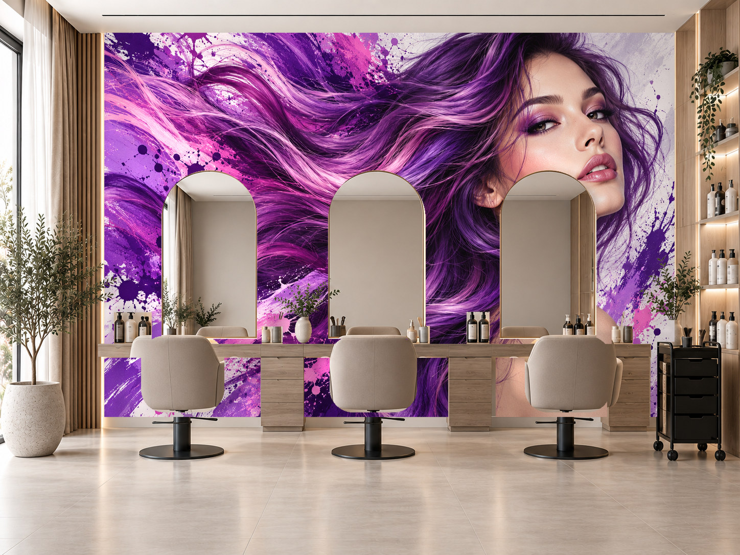 Violet Hair Energy — Kuaför Duvar Kağıdı (TS-HB-029) – görsel 1