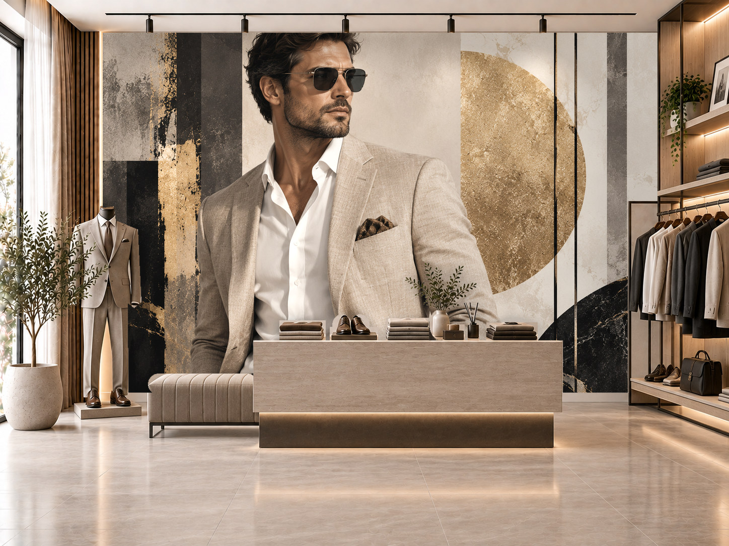 Modern Gentleman — Erkek butik Duvar Kağıdı (TS-MF-001) – görsel 1