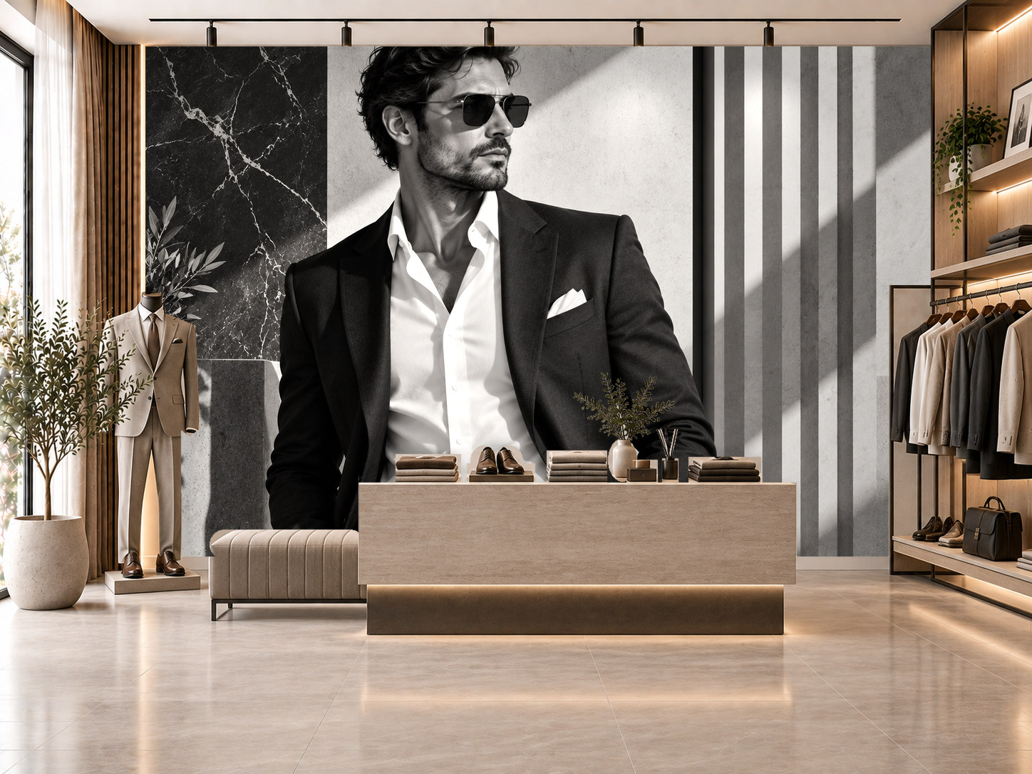Black White Menswear — Erkek butik Duvar Kağıdı (TS-MF-006) – görsel 1