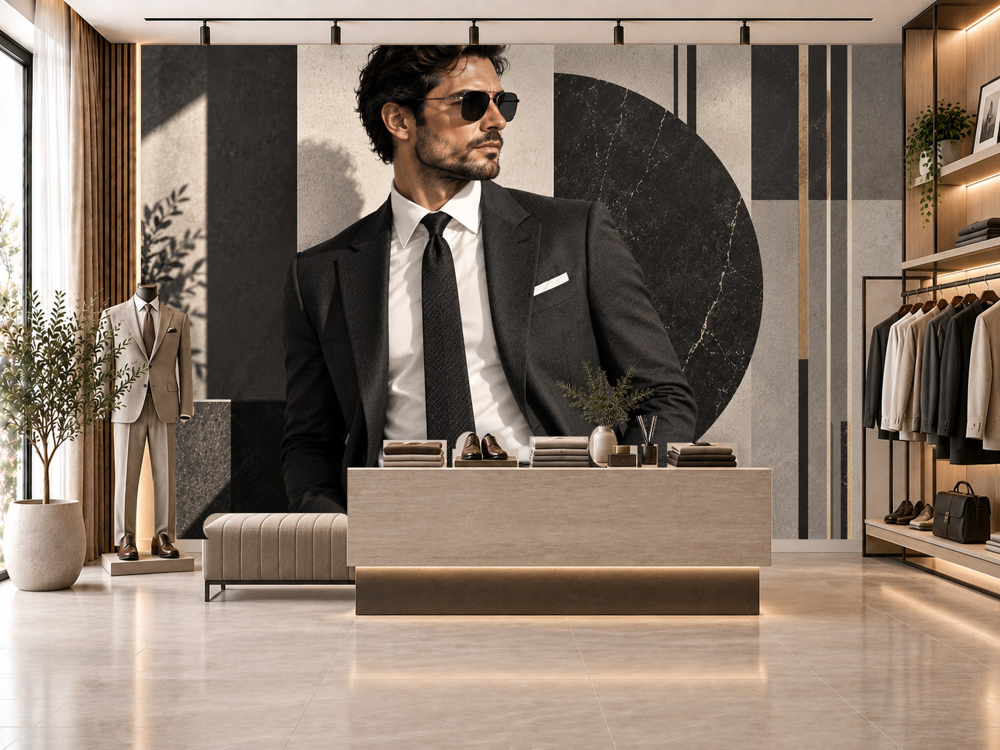 Modern Suit Geometry — Erkek butik Duvar Kağıdı (TS-MF-010) – görsel 1