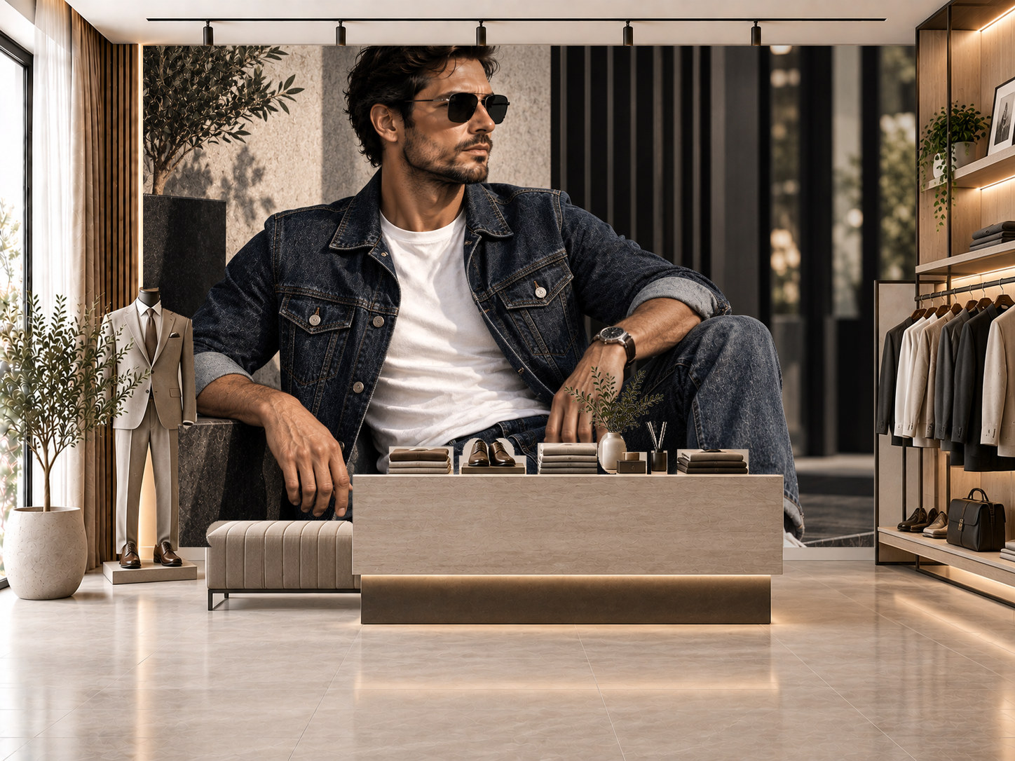 Denim Urban Mood — Erkek butik Duvar Kağıdı (TS-MF-011) – görsel 1