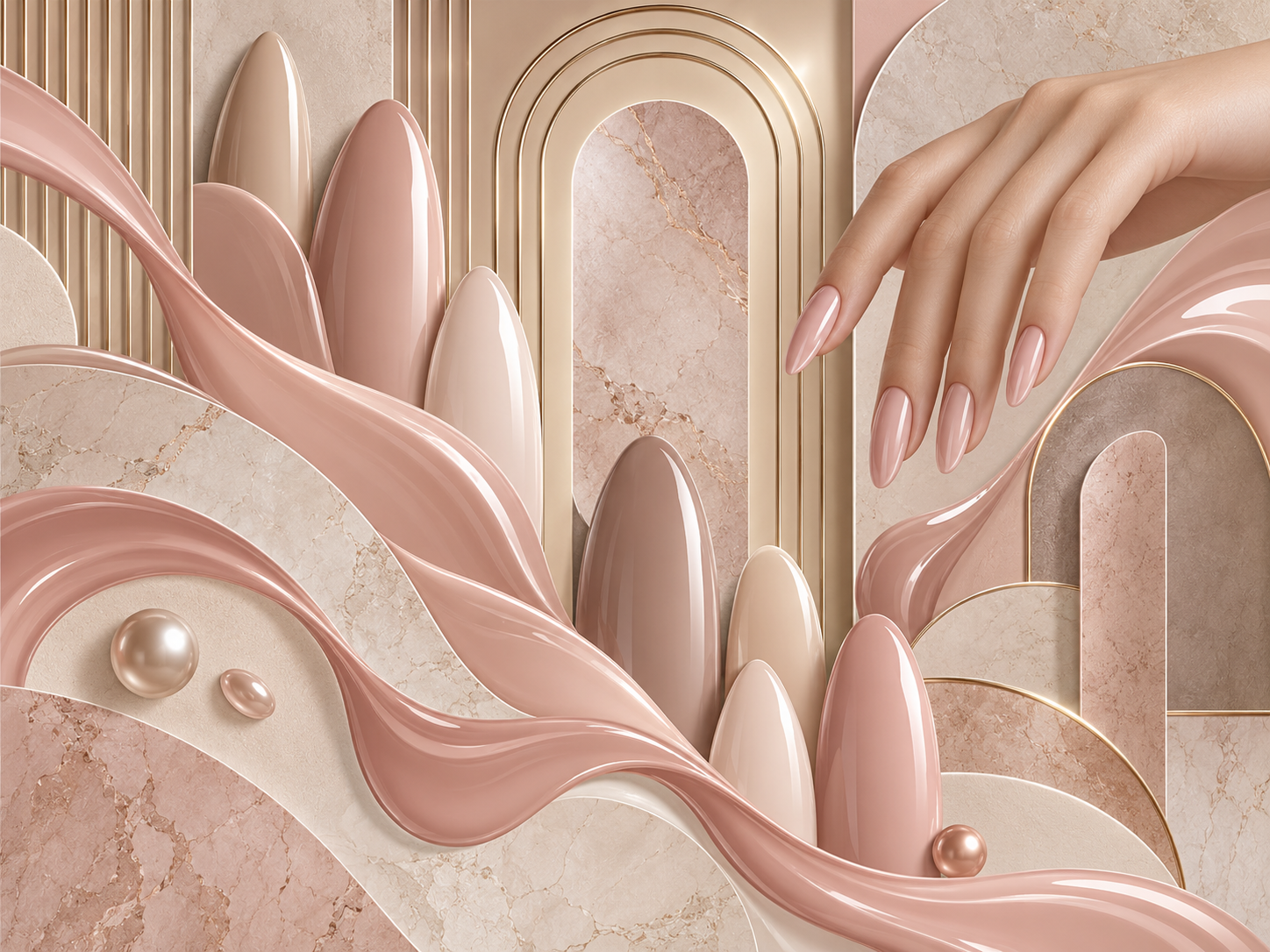 Nude Gloss Pattern — Tırnak stüdyosu Duvar Kağıdı (TS-NL-003) – görsel 2