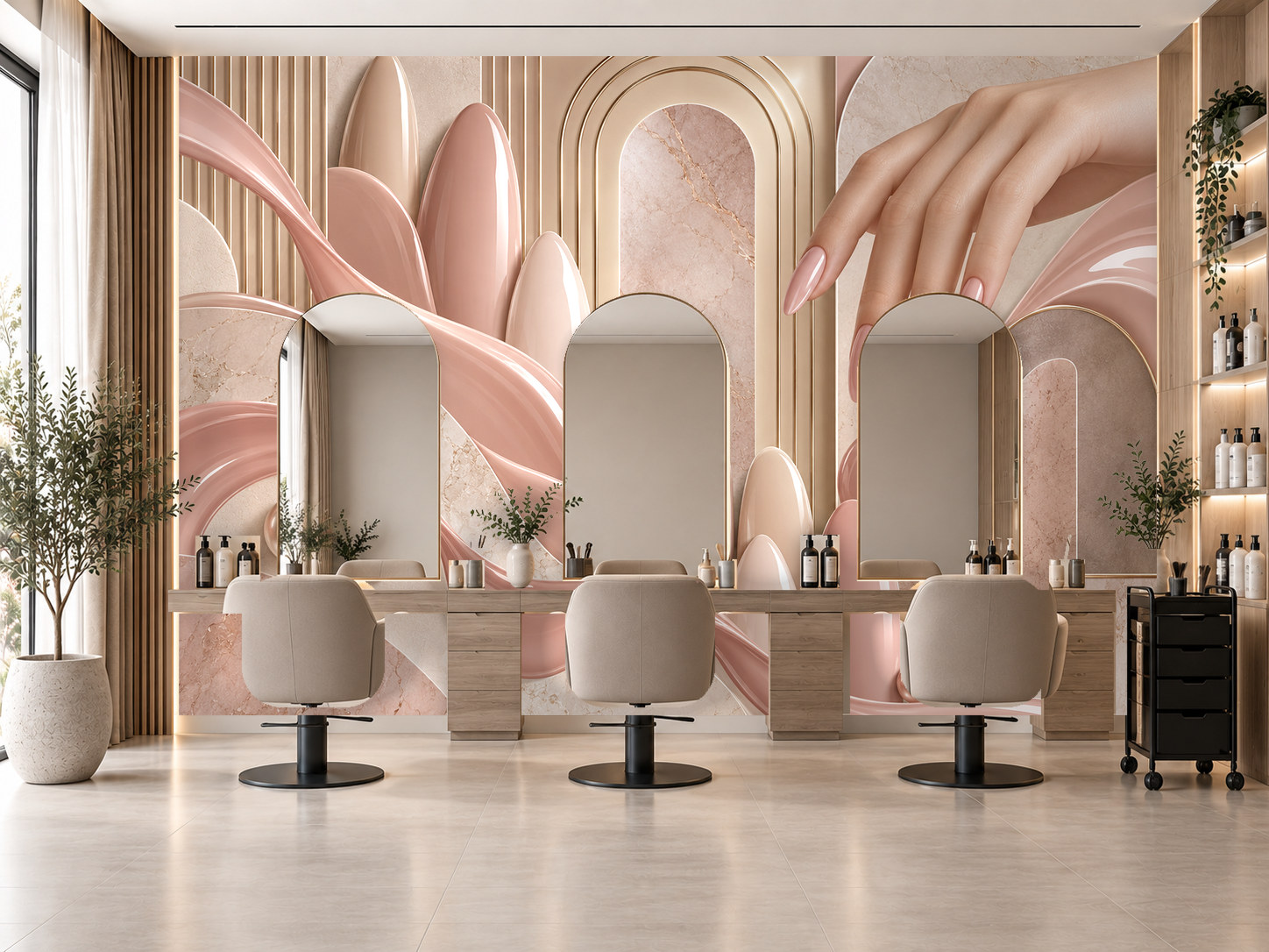 Nude Gloss Pattern — Tırnak stüdyosu Duvar Kağıdı (TS-NL-003) – görsel 1