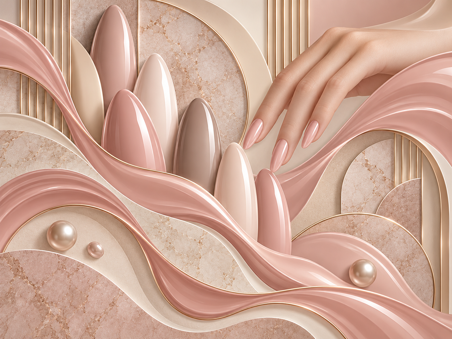 Elegant Nail Waves — Tırnak stüdyosu Duvar Kağıdı (TS-NL-004) – görsel 3