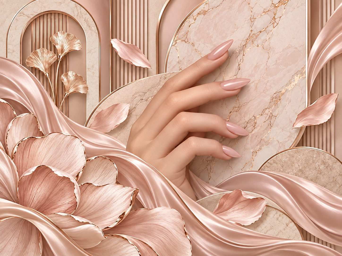 Soft Pink Marble Touch — Tırnak stüdyosu Duvar Kağıdı (TS-NL-006) – görsel 3