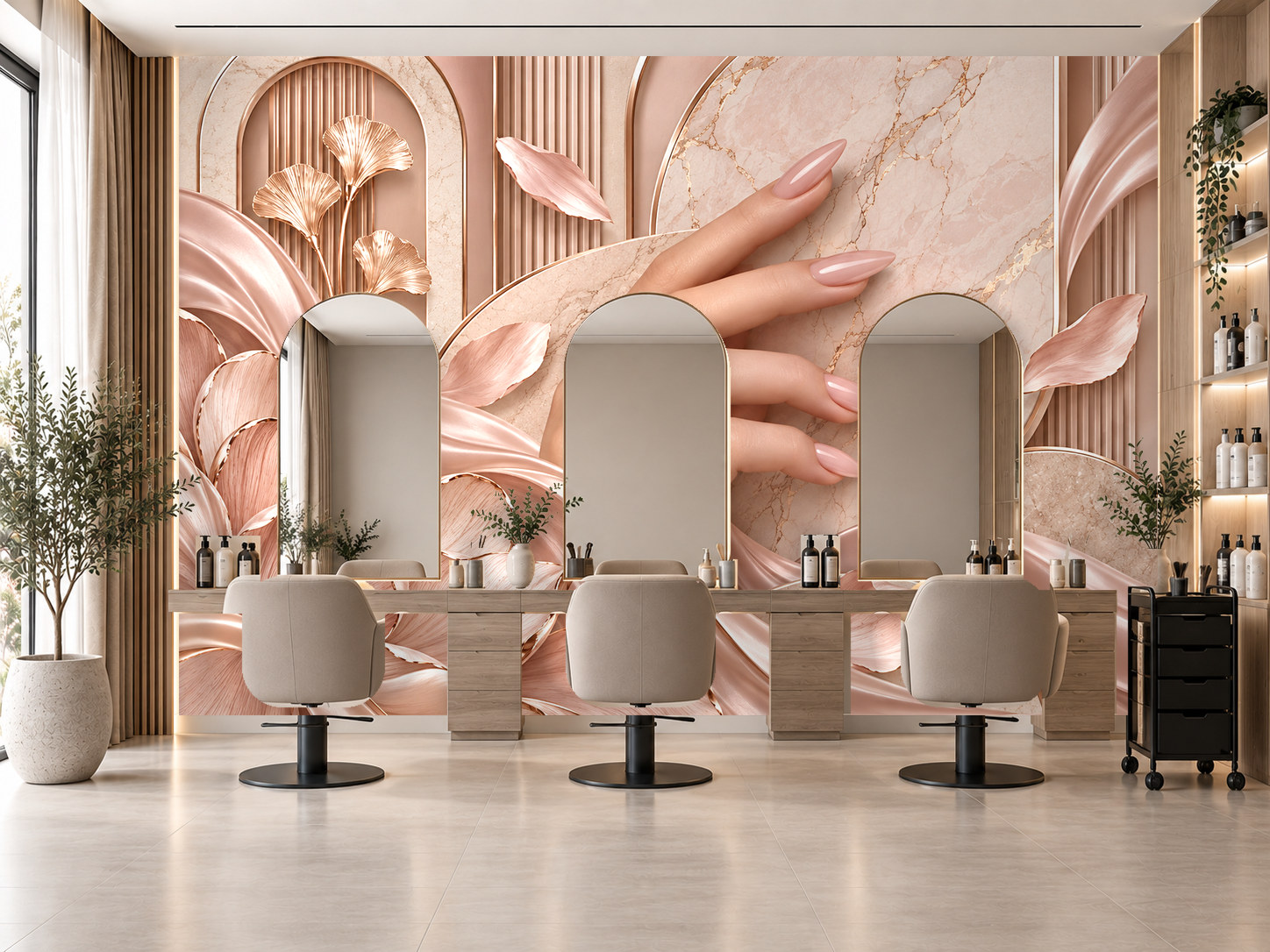 Soft Pink Marble Touch — Tırnak stüdyosu Duvar Kağıdı (TS-NL-006) – görsel 1