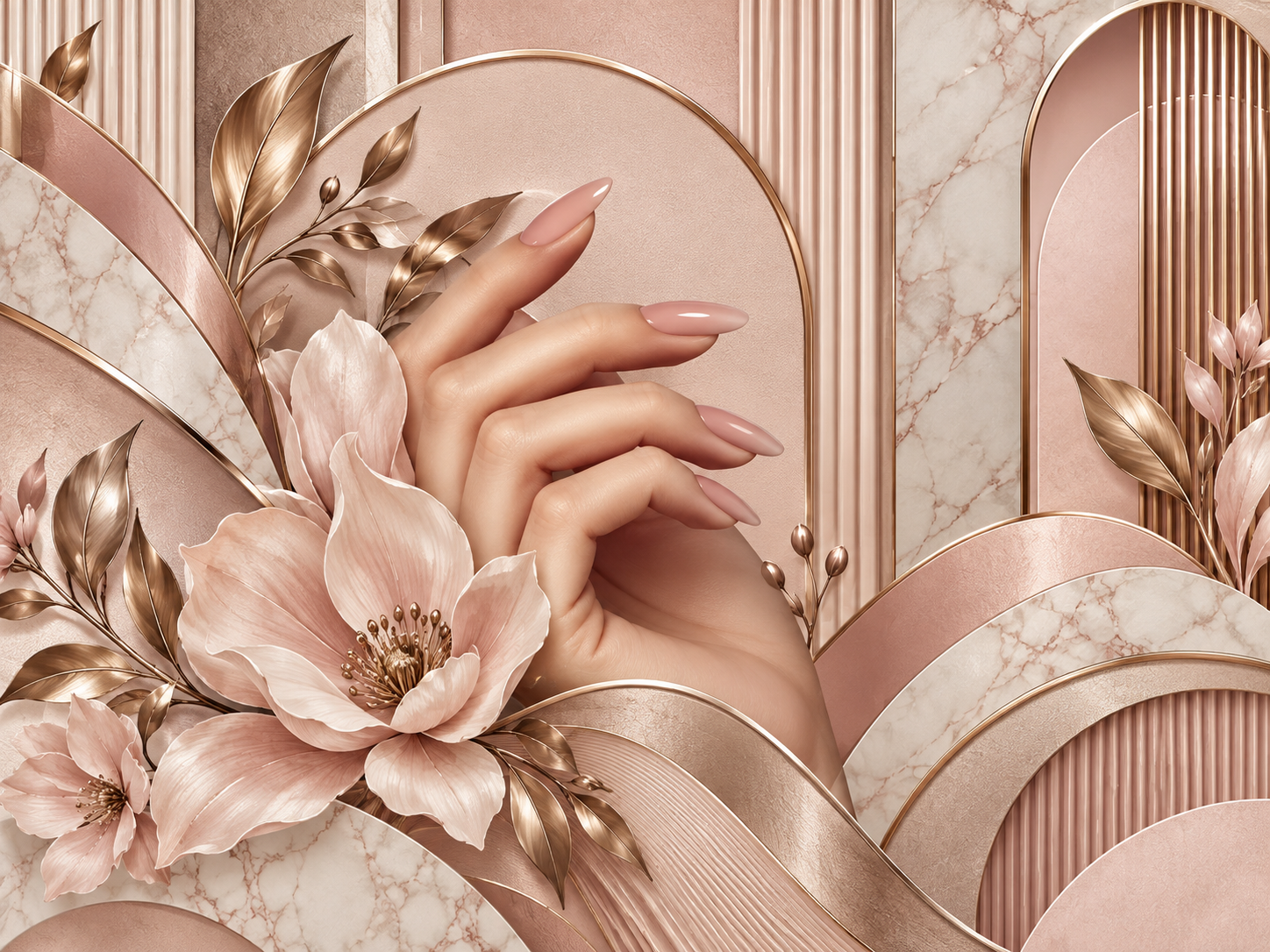 Nail Lounge Chic — Tırnak stüdyosu Duvar Kağıdı (TS-NL-008) – görsel 3