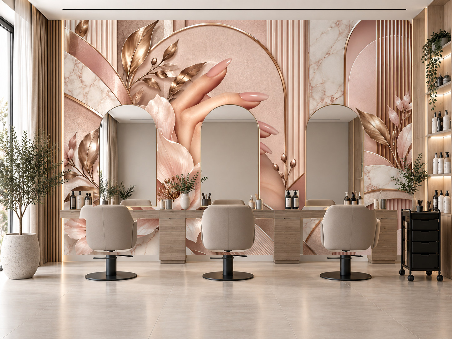 Nail Lounge Chic — Tırnak stüdyosu Duvar Kağıdı (TS-NL-008) – görsel 1