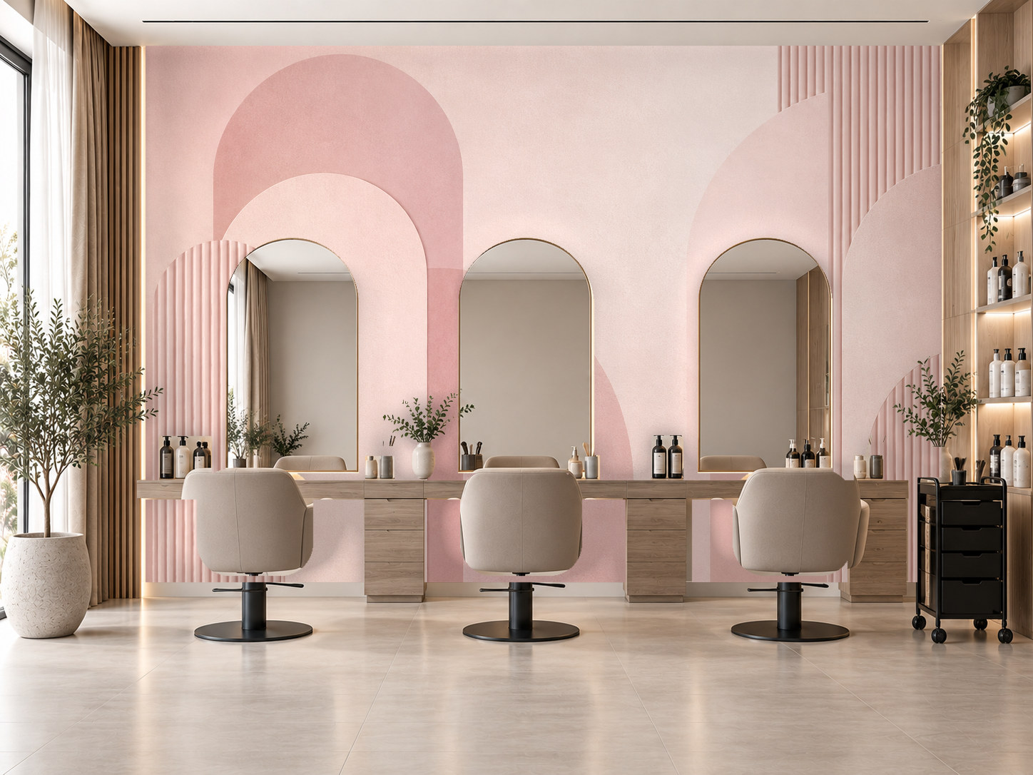 Minimal Pink Studio — Tırnak stüdyosu Duvar Kağıdı (TS-NL-009) – görsel 1