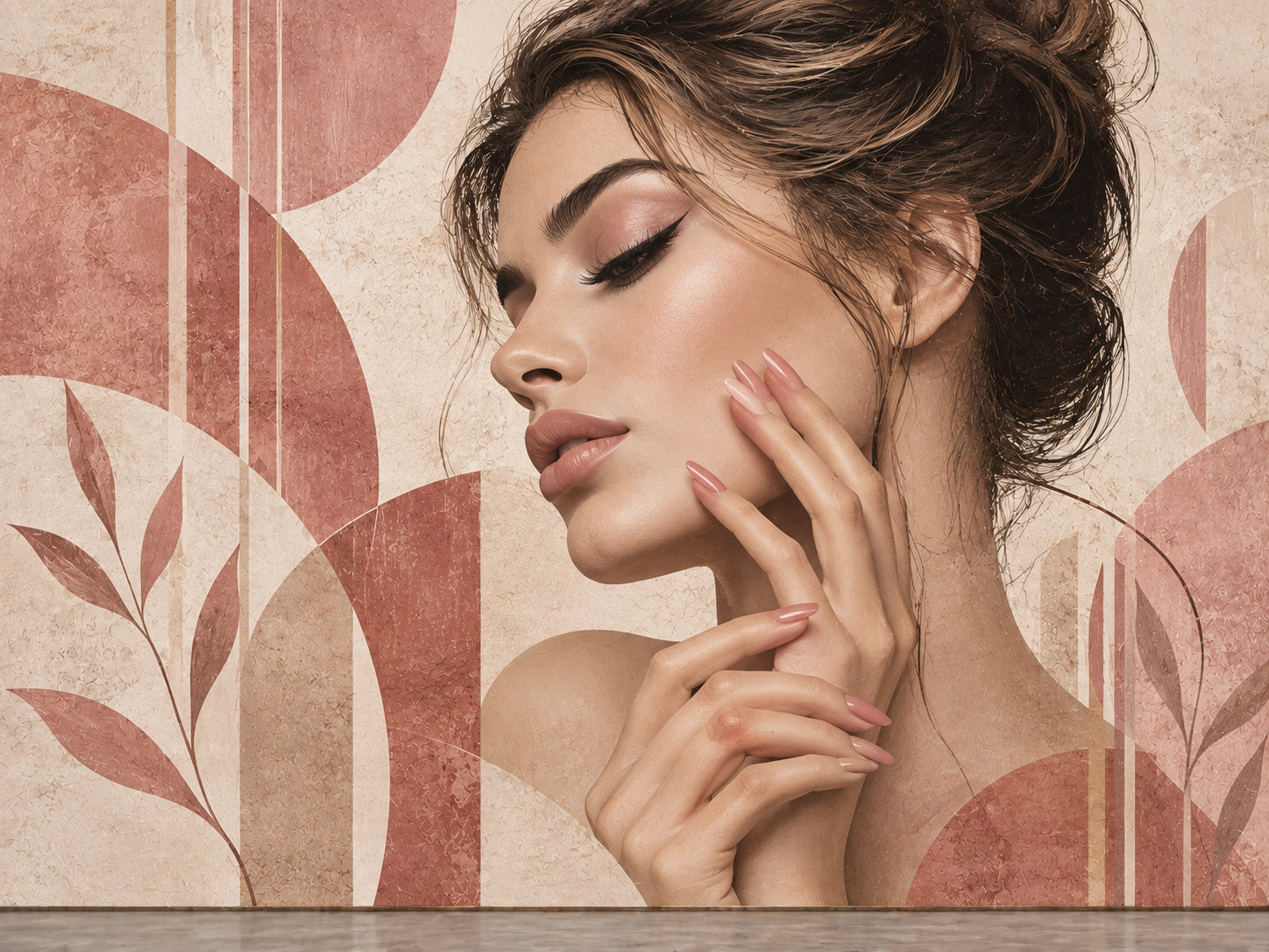Blush Nail Portrait — Tırnak stüdyosu Duvar Kağıdı (TS-NL-016A) – görsel 2