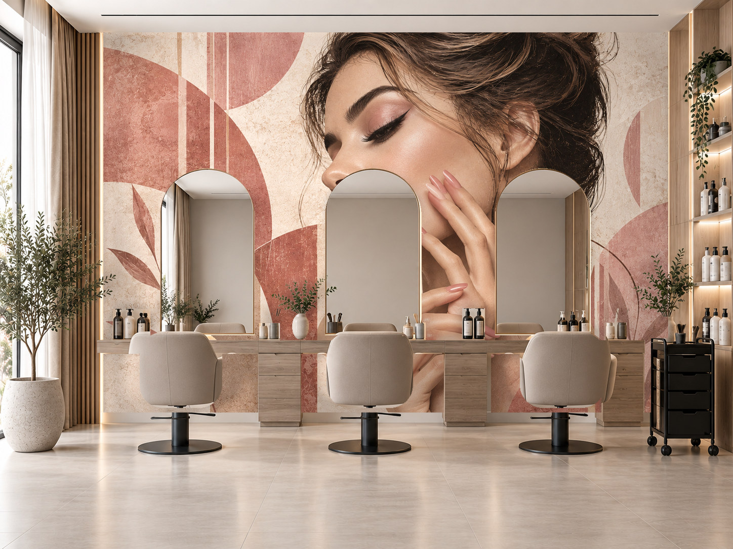 Blush Nail Portrait — Tırnak stüdyosu Duvar Kağıdı (TS-NL-016A) – görsel 1