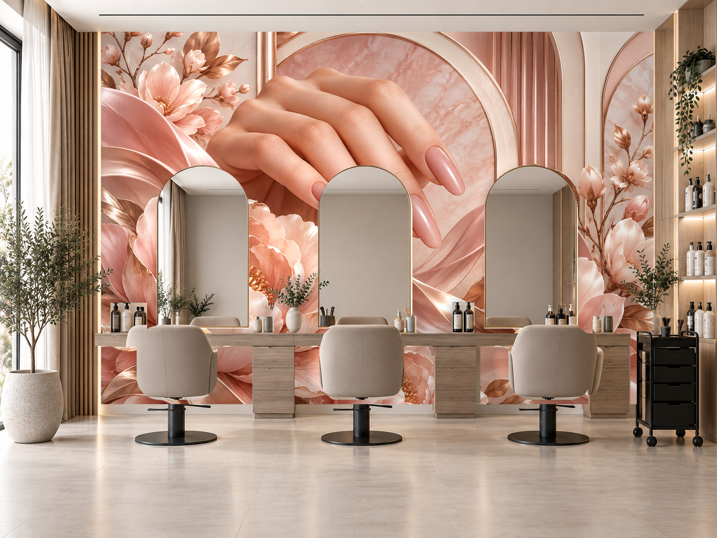 Glossy Nail Bloom — Tırnak stüdyosu Duvar Kağıdı (TS-NL-017) – görsel 1