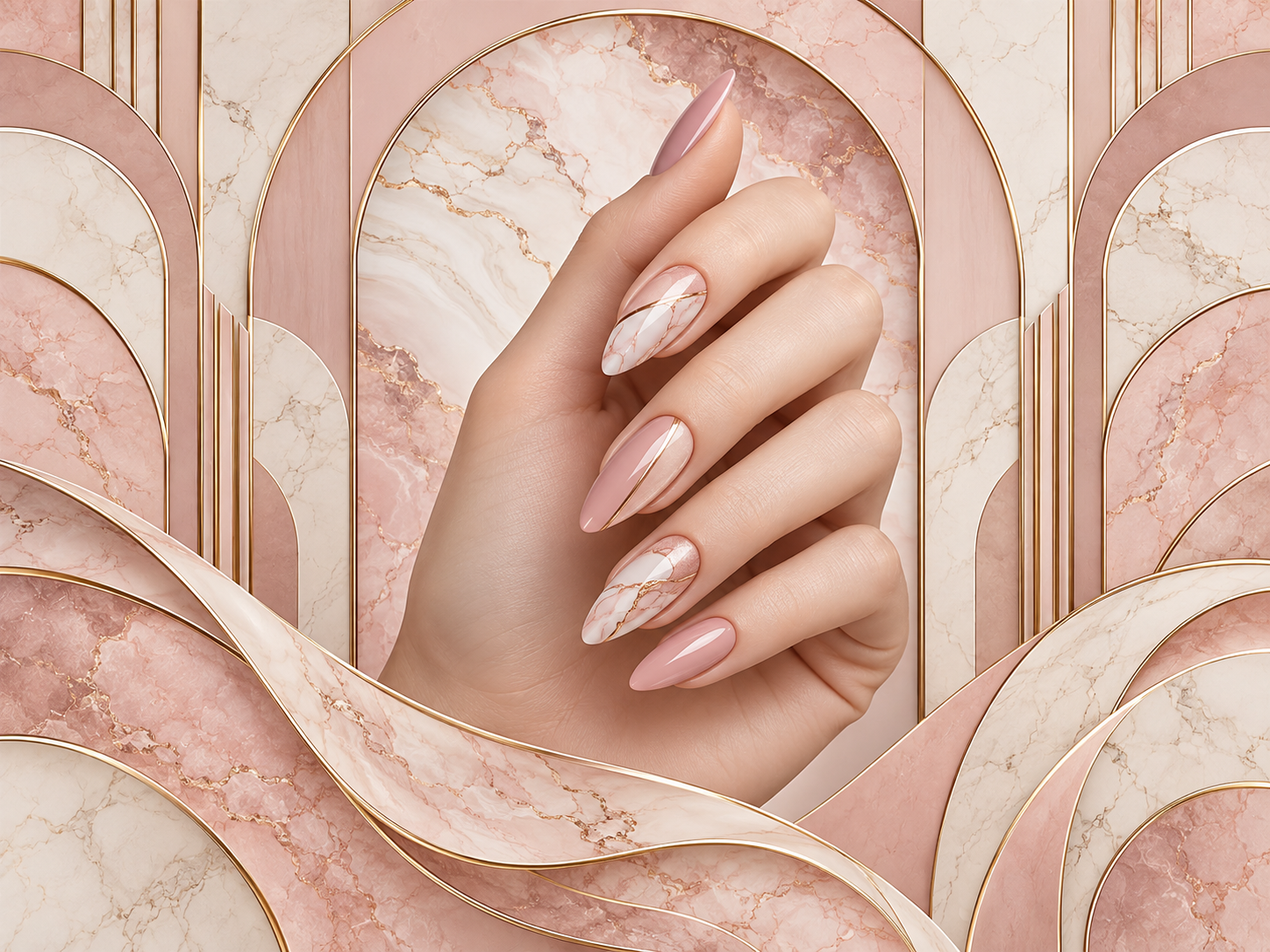 Marble Nail Chic — Tırnak stüdyosu Duvar Kağıdı (TS-NL-018) – görsel 2
