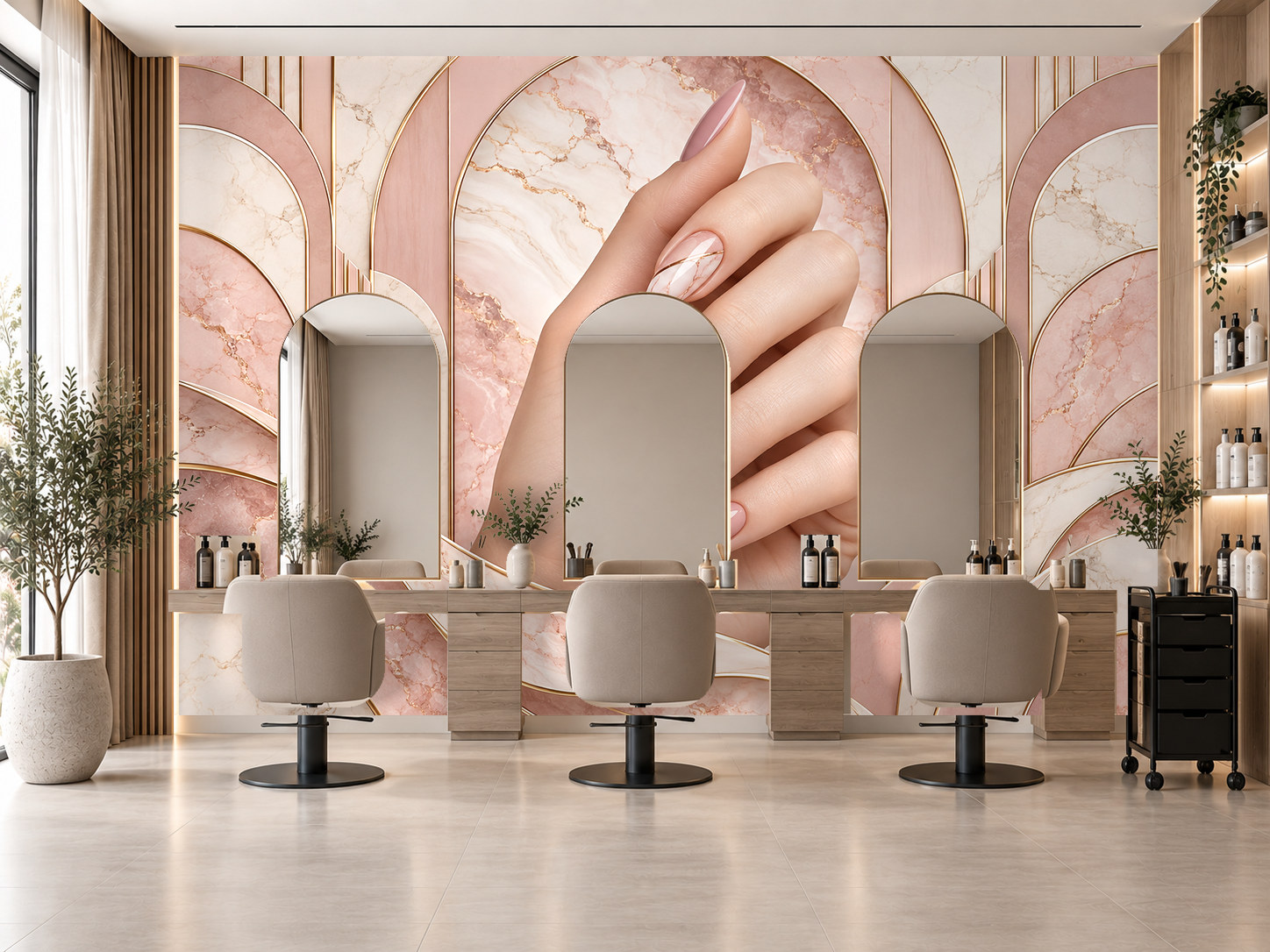 Marble Nail Chic — Tırnak stüdyosu Duvar Kağıdı (TS-NL-018) – görsel 1