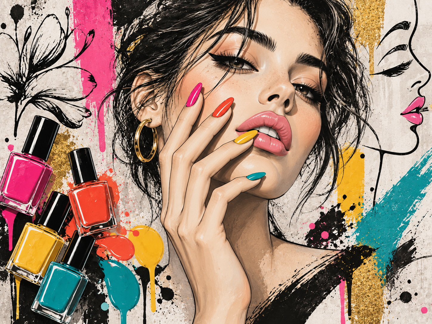 Color Pop Nails — Tırnak stüdyosu Duvar Kağıdı (TS-NL-021) – görsel 2