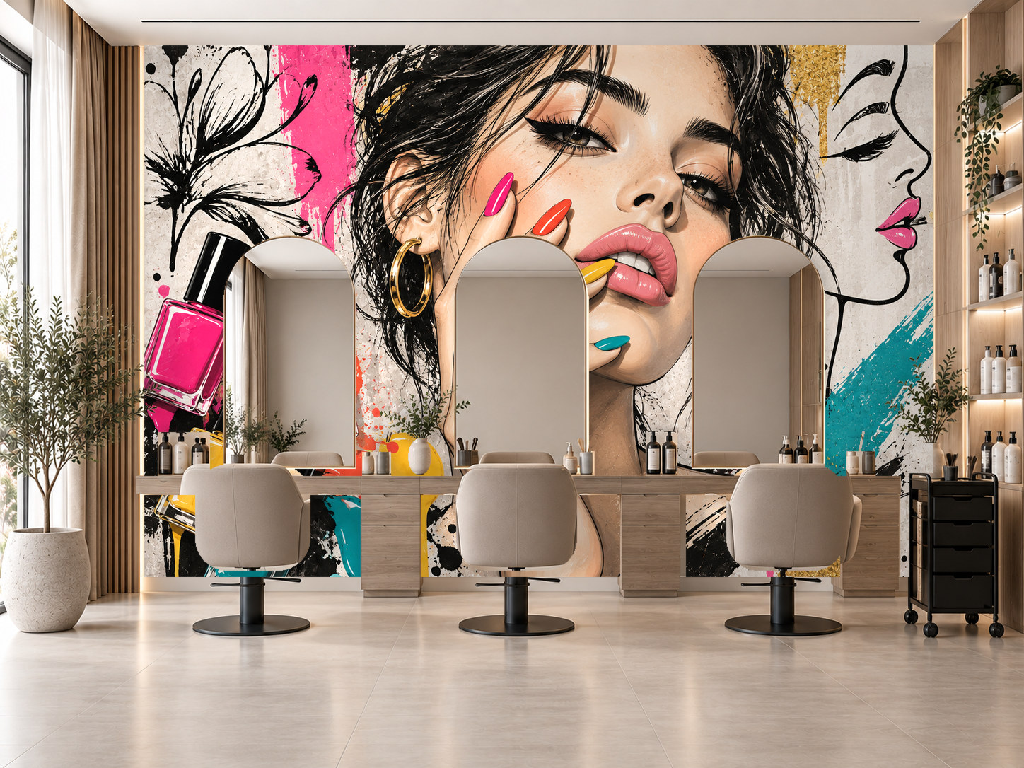 Color Pop Nails — Tırnak stüdyosu Duvar Kağıdı (TS-NL-021) – görsel 1