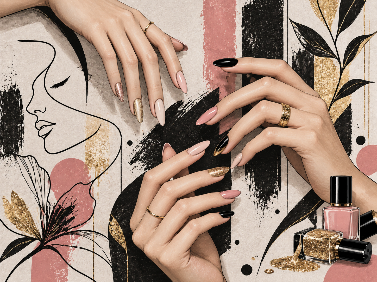 Graphic Nail Hands — Tırnak stüdyosu Duvar Kağıdı (TS-NL-022) – görsel 2