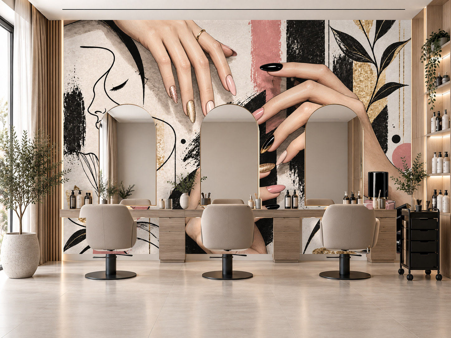 Graphic Nail Hands — Tırnak stüdyosu Duvar Kağıdı (TS-NL-022) – görsel 1