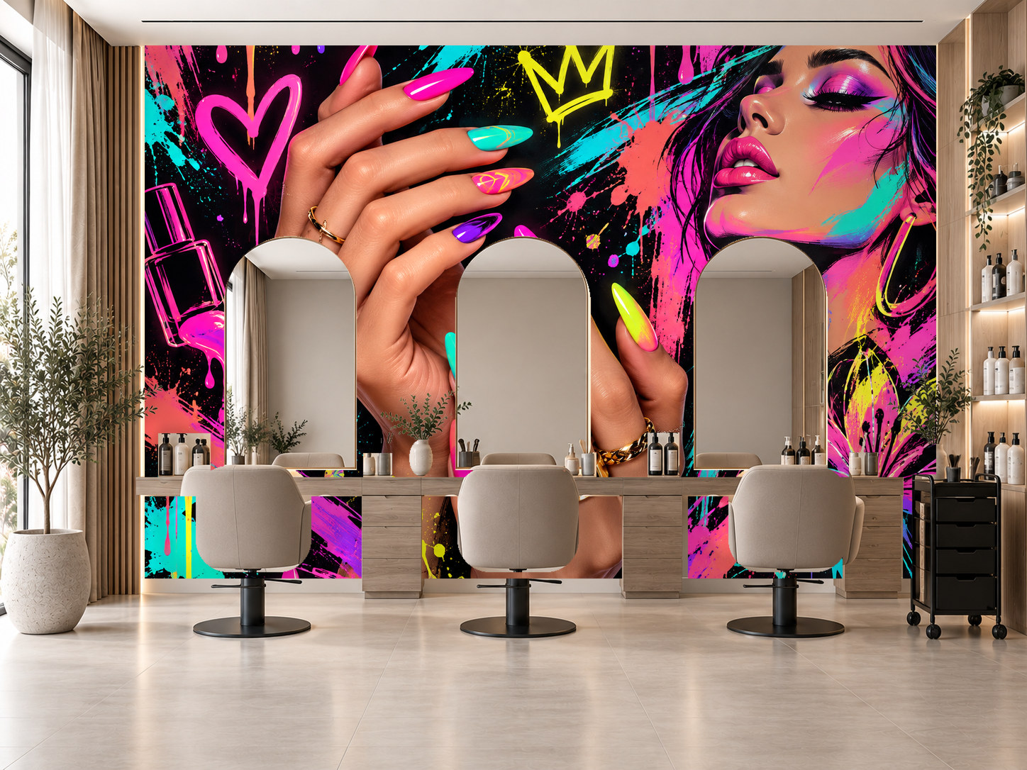 Neon Nail Mood — Tırnak stüdyosu Duvar Kağıdı (TS-NL-023) – görsel 1