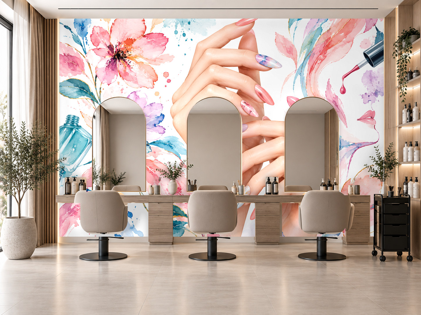 Watercolor Manicure — Tırnak stüdyosu Duvar Kağıdı (TS-NL-025) – görsel 1