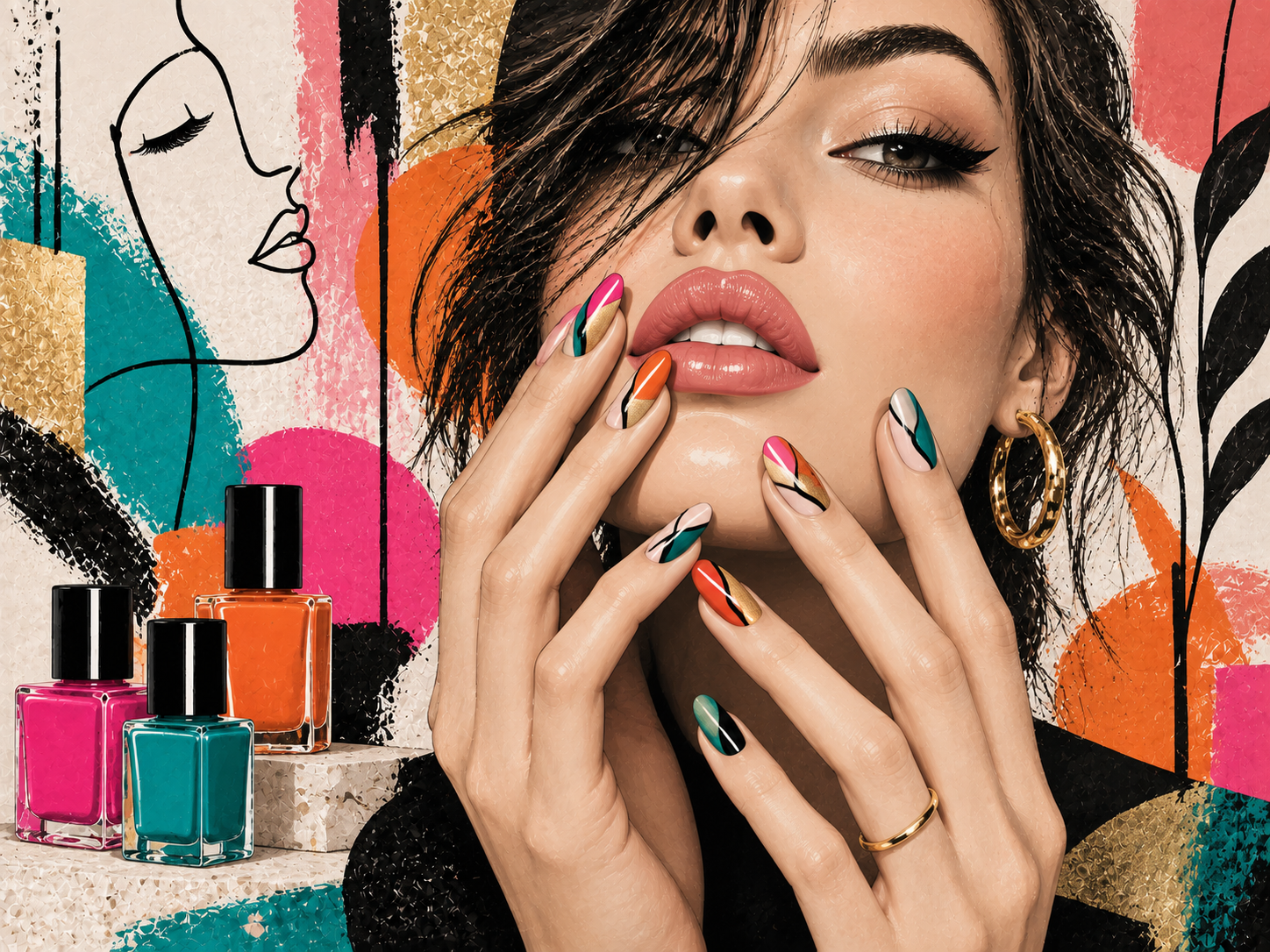 Abstract Color Nails — Tırnak stüdyosu Duvar Kağıdı (TS-NL-028) – görsel 2