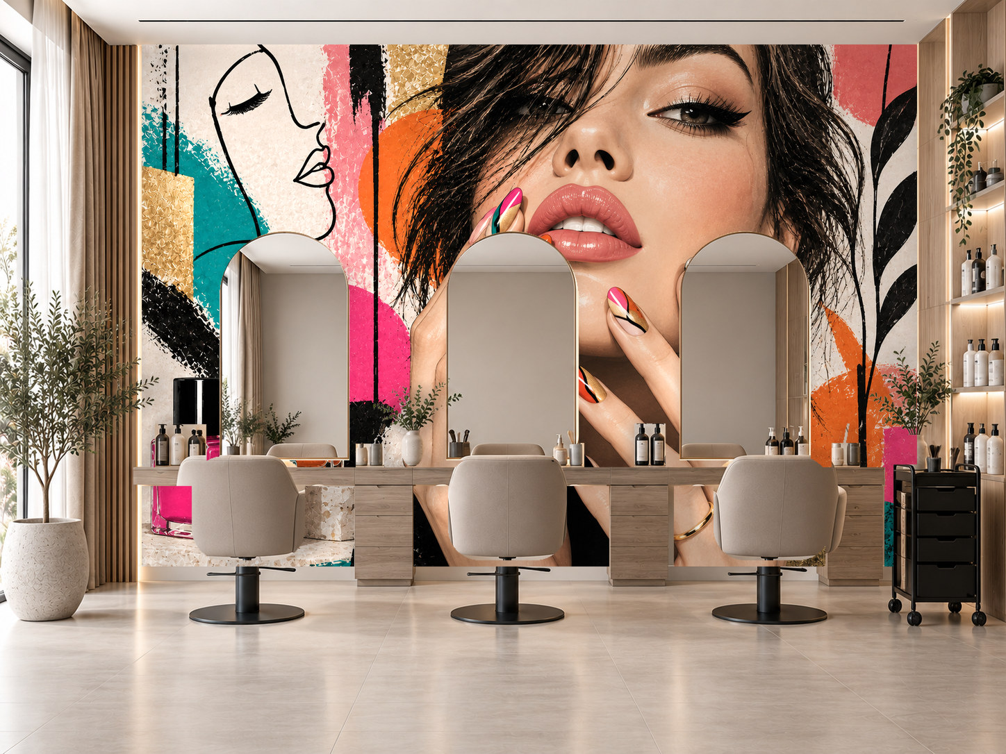 Abstract Color Nails — Tırnak stüdyosu Duvar Kağıdı (TS-NL-028) – görsel 1