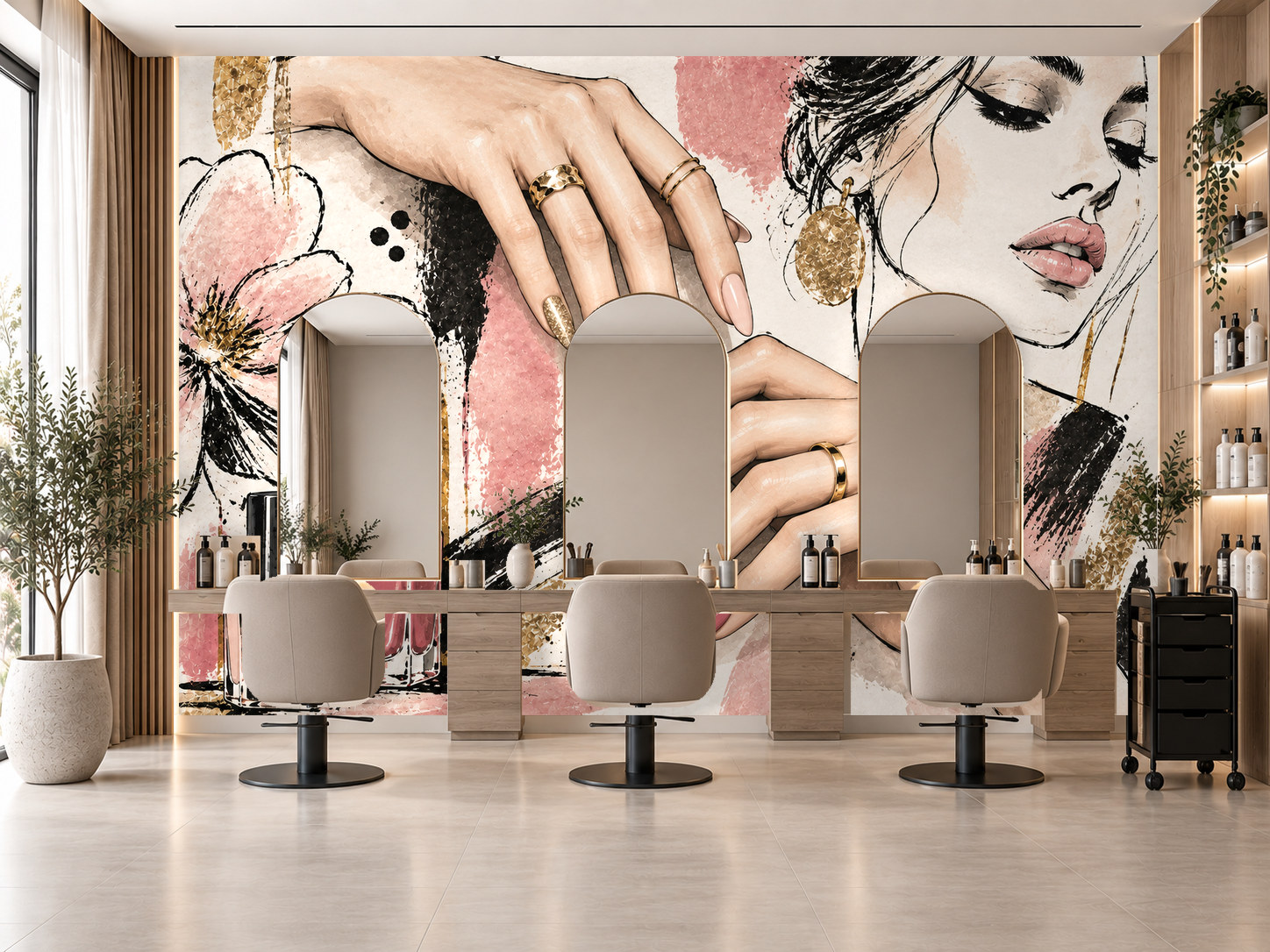 Beauty Sketch Hands — Tırnak stüdyosu Duvar Kağıdı (TS-NL-029) – görsel 1