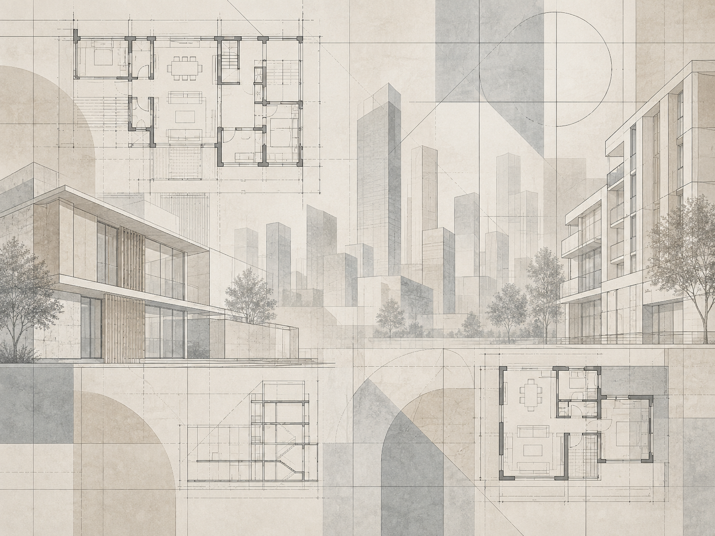 Architectural Blueprint — Emlak ofisi Duvar Kağıdı (TS-RE-002) – görsel 2