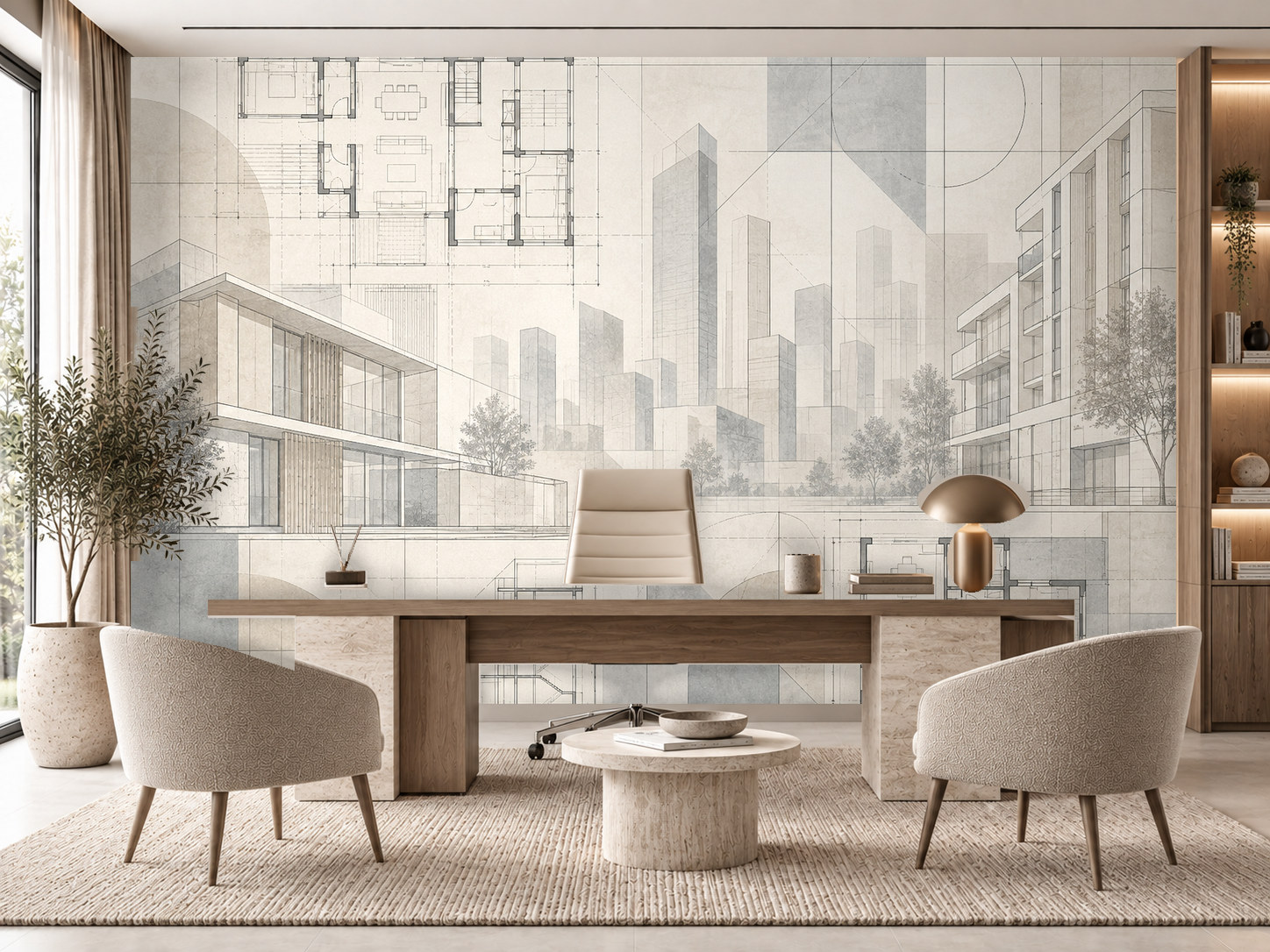 Architectural Blueprint — Emlak ofisi Duvar Kağıdı (TS-RE-002) – görsel 1