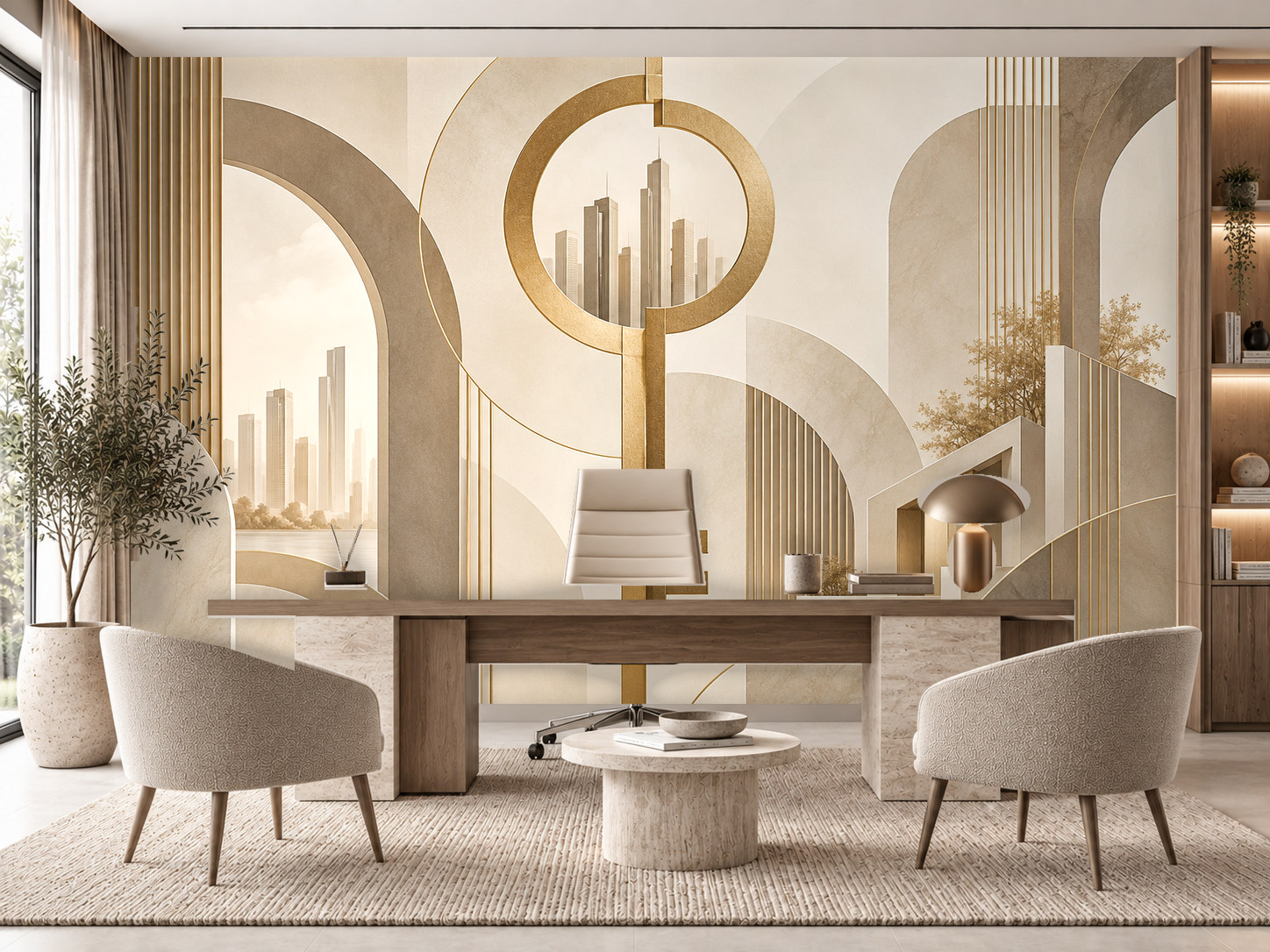 Golden Key Abstract — Emlak ofisi Duvar Kağıdı (TS-RE-003) – görsel 1