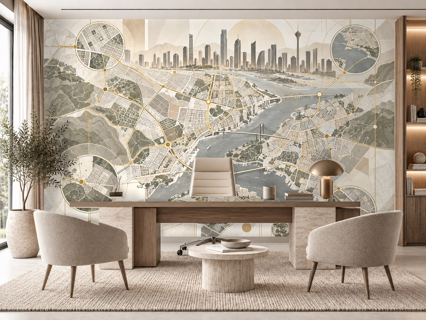 Investment City Map — Emlak ofisi Duvar Kağıdı (TS-RE-007) – görsel 1