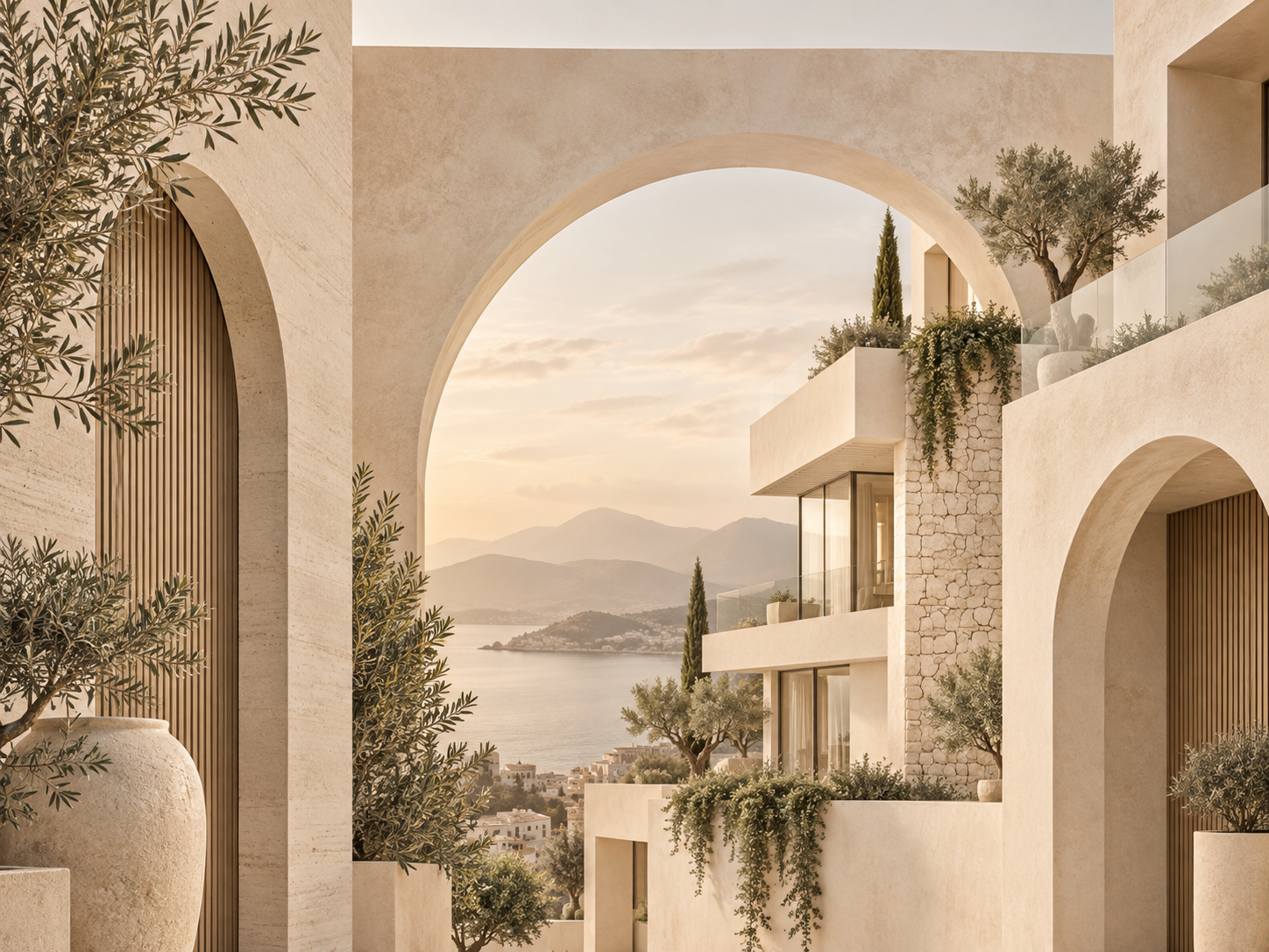 Soft Beige Residence — Emlak ofisi Duvar Kağıdı (TS-RE-010) – görsel 2