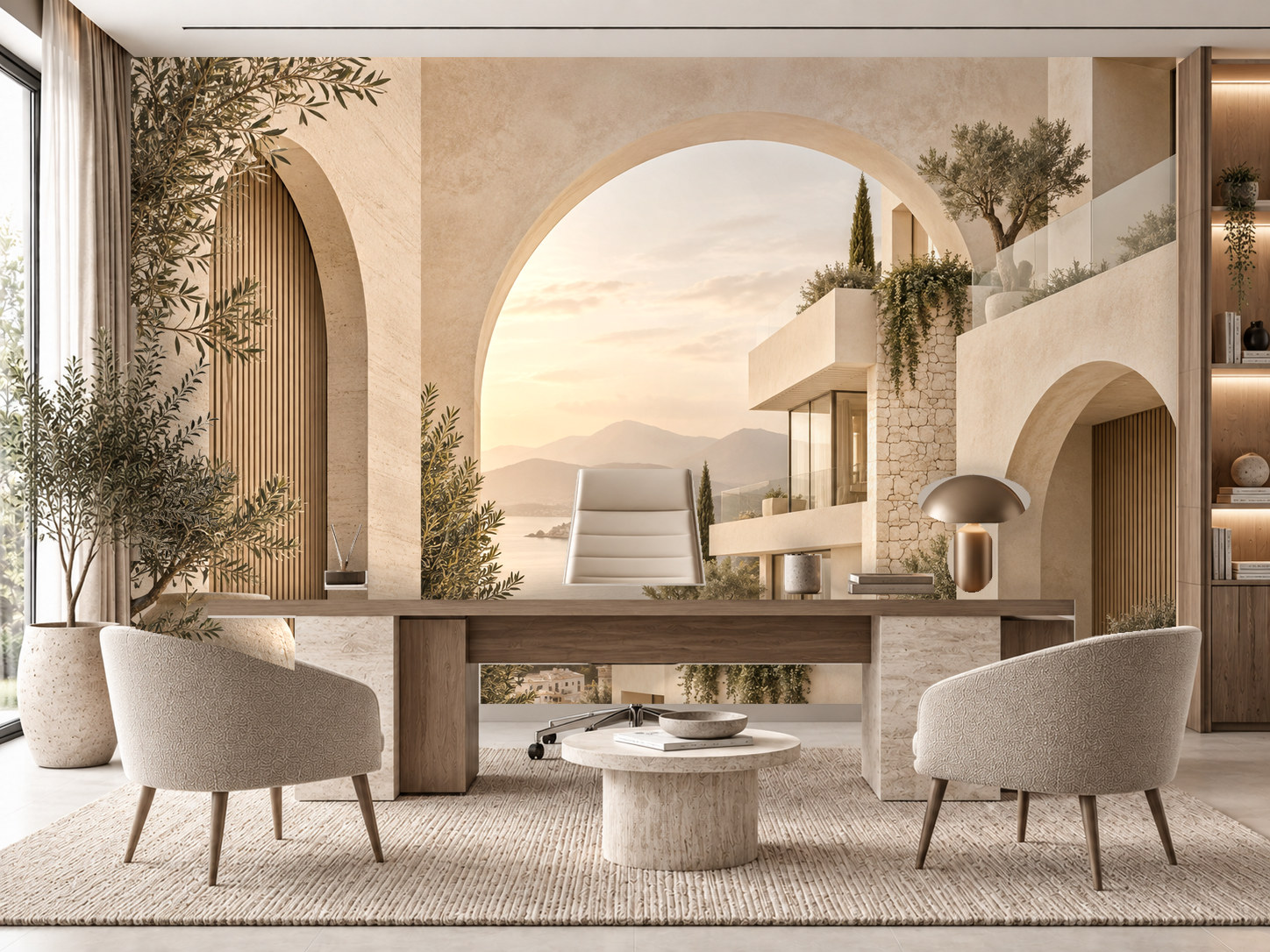 Soft Beige Residence — Emlak ofisi Duvar Kağıdı (TS-RE-010) – görsel 1