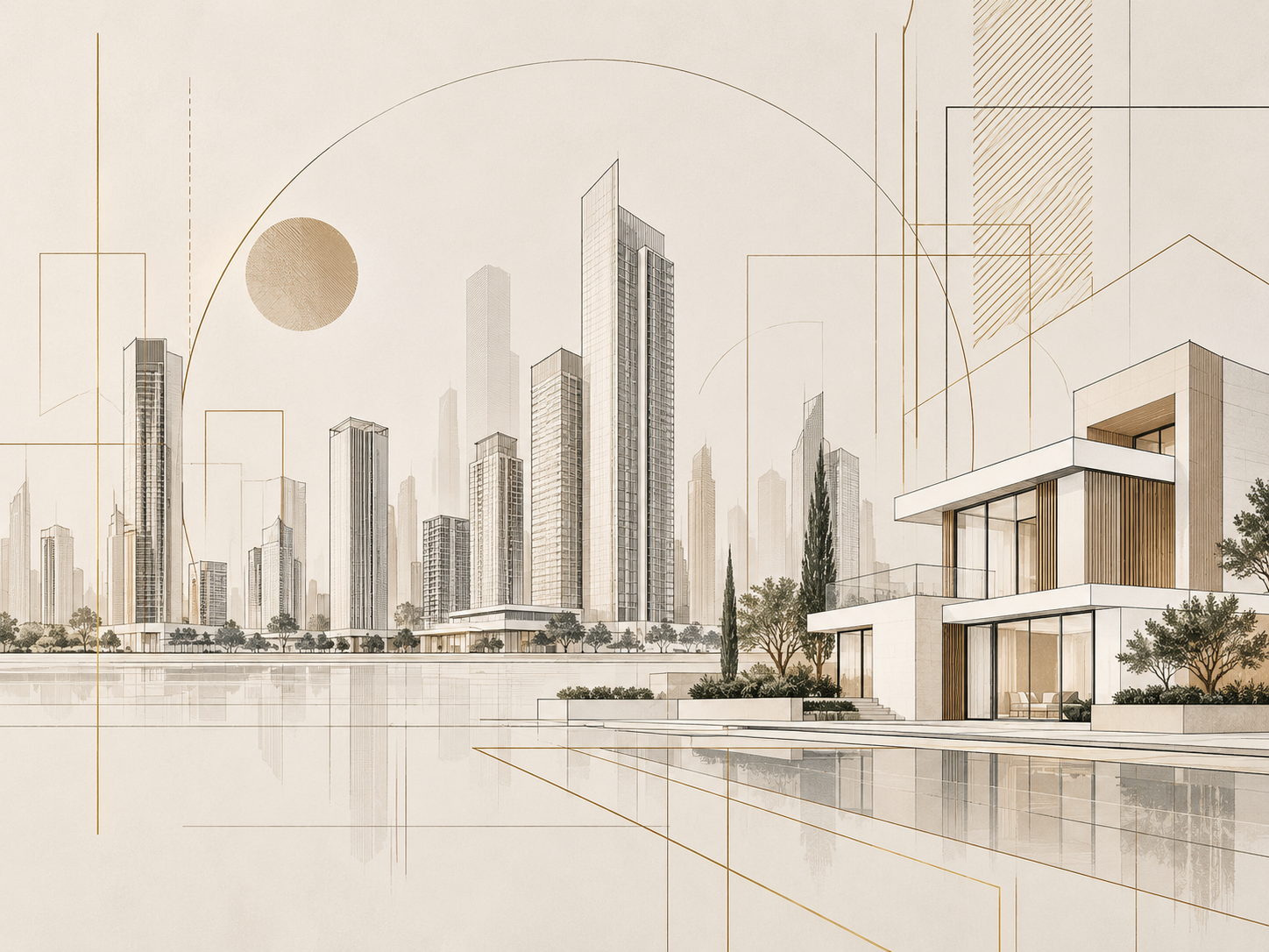 Real Estate Line Art — Emlak ofisi Duvar Kağıdı (TS-RE-011) – görsel 2