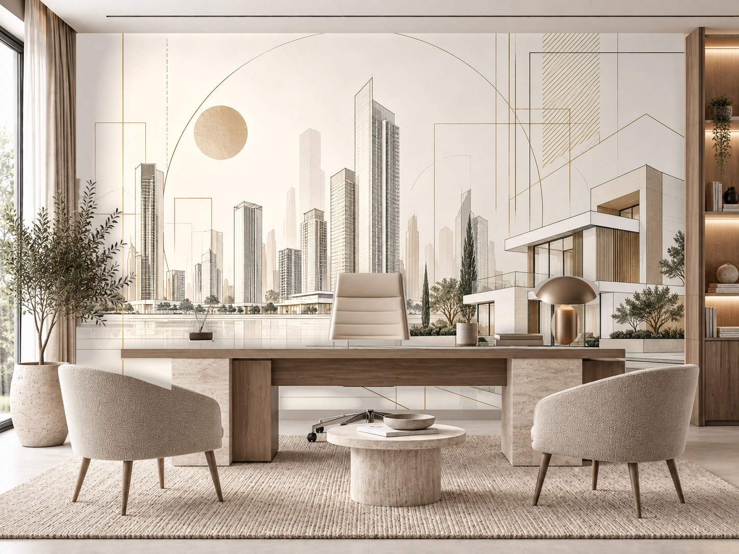 Real Estate Line Art — Emlak ofisi Duvar Kağıdı (TS-RE-011) – görsel 1