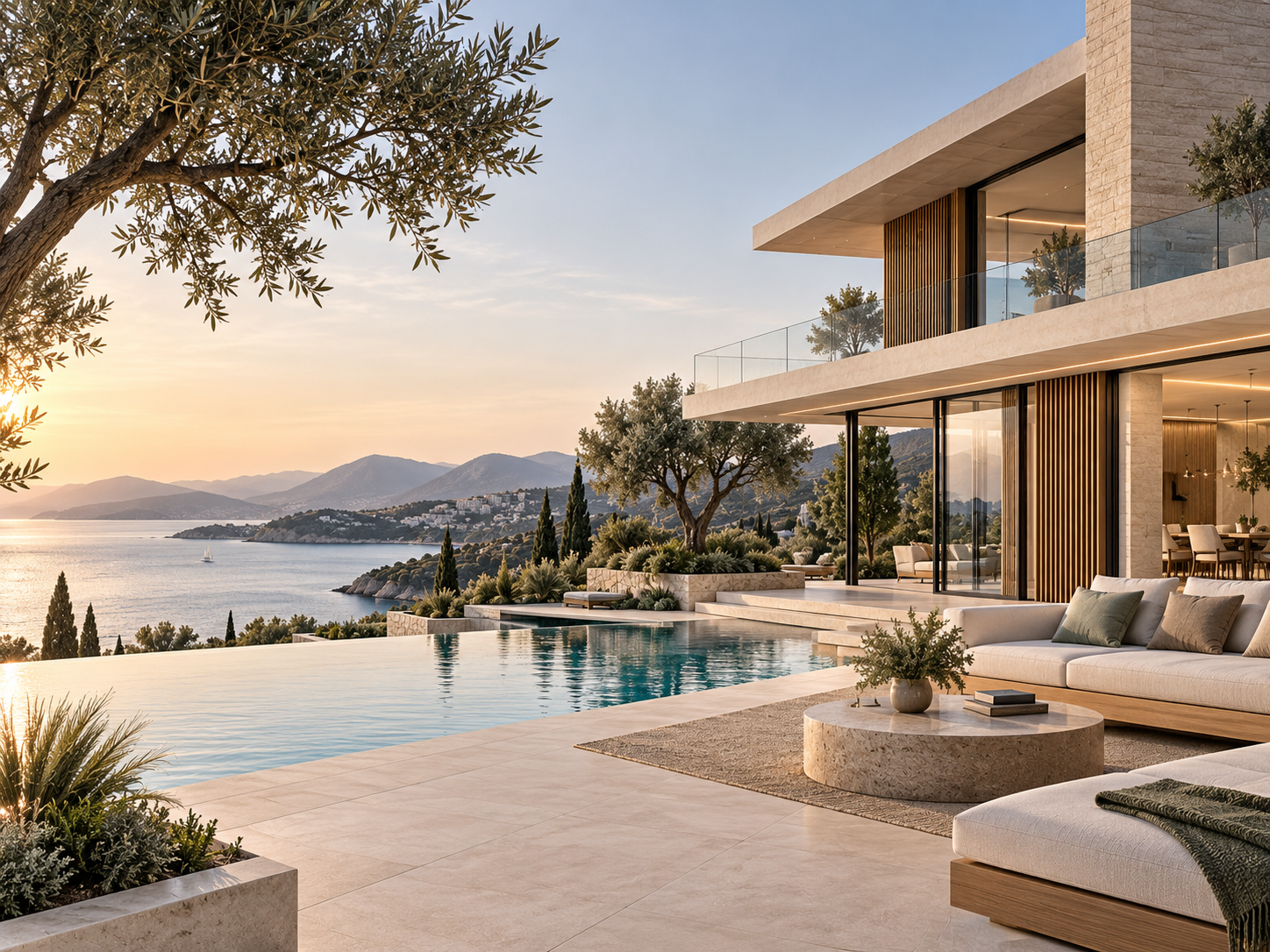 Modern Villa Landscape — Emlak ofisi Duvar Kağıdı (TS-RE-012) – görsel 2