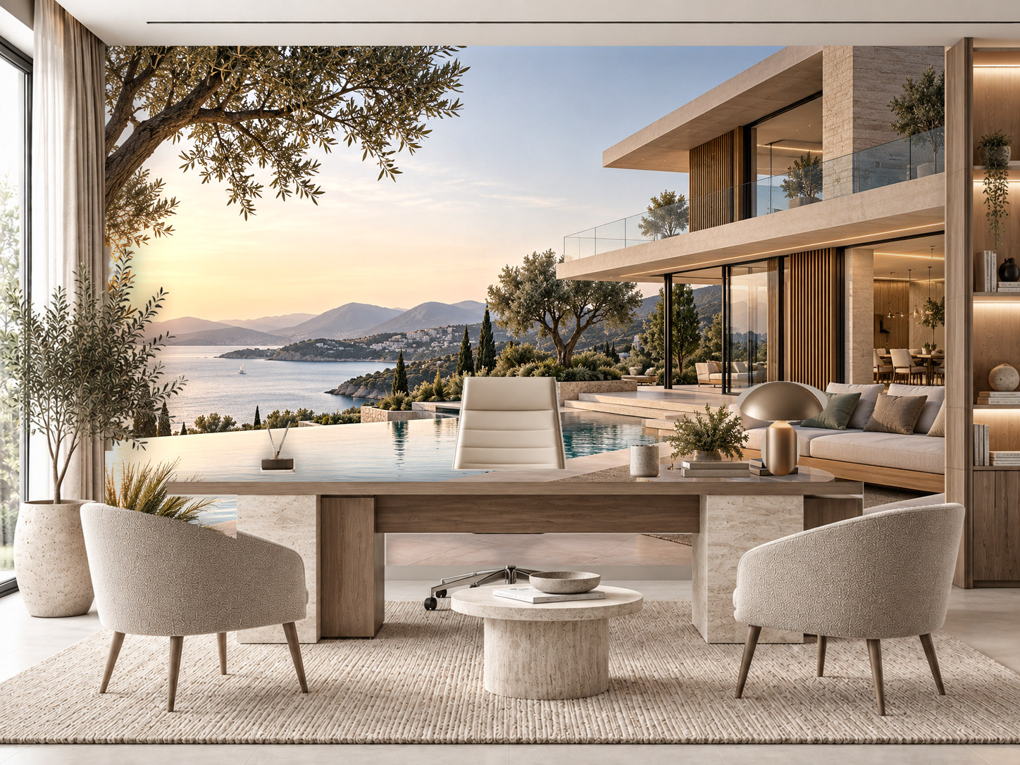 Modern Villa Landscape — Emlak ofisi Duvar Kağıdı (TS-RE-012) – görsel 1