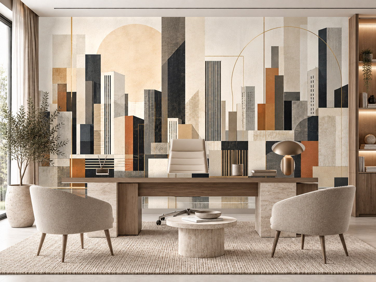 City Blocks Abstract — Emlak ofisi Duvar Kağıdı (TS-RE-013) – görsel 1