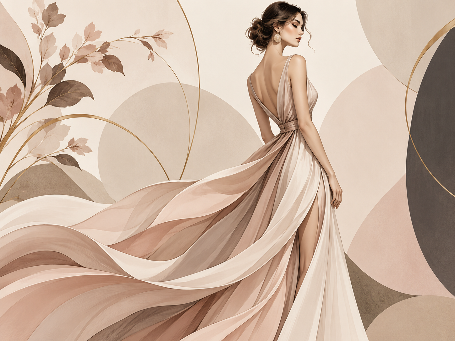 Elegant Fashion Silhouette — Kadın butik Duvar Kağıdı (TS-WF-001) – görsel 2