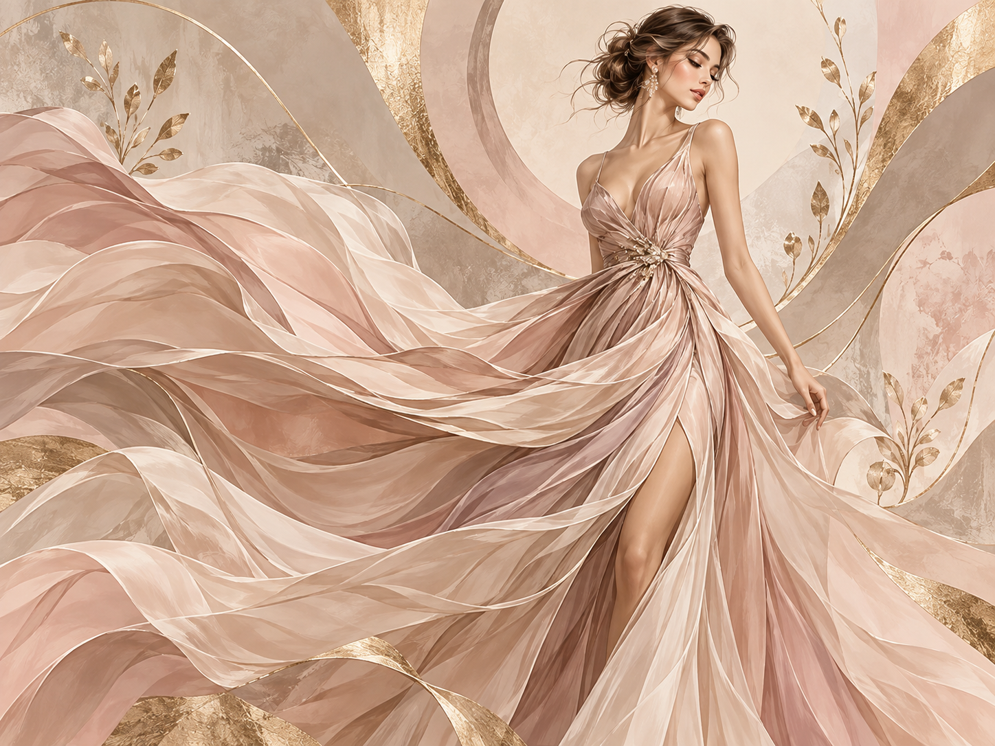Chic Dress Flow — Kadın butik Duvar Kağıdı (TS-WF-004) – görsel 2