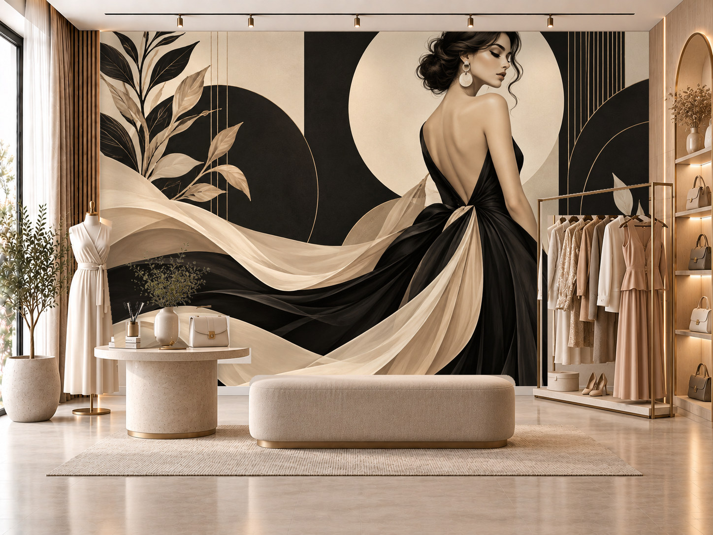 Black Beige Couture — Kadın butik Duvar Kağıdı (TS-WF-007) – görsel 1
