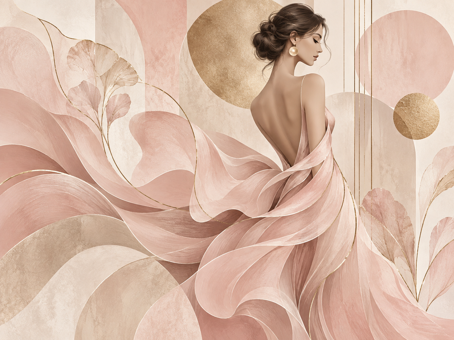 Blush Fashion Abstract — Kadın butik Duvar Kağıdı (TS-WF-009) – görsel 2