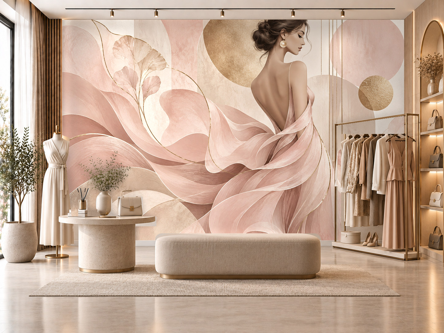 Blush Fashion Abstract — Kadın butik Duvar Kağıdı (TS-WF-009) – görsel 1