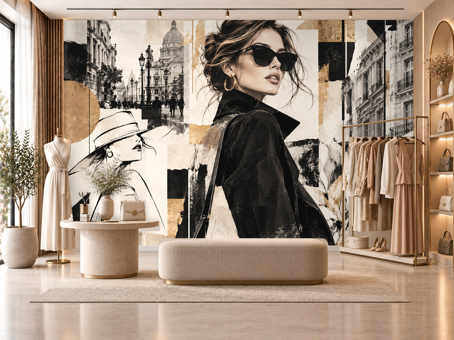 Urban Fashion Collage — Kadın butik Duvar Kağıdı (TS-WF-011) – görsel 1