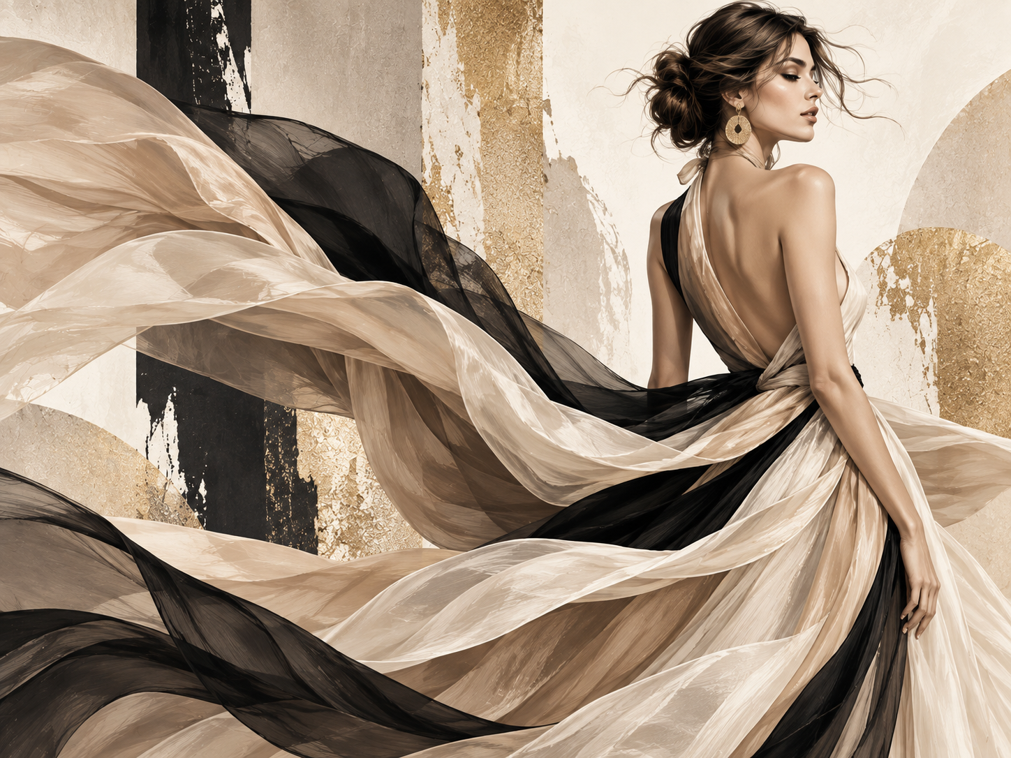Luxury Fabric Motion — Kadın butik Duvar Kağıdı (TS-WF-012) – görsel 2