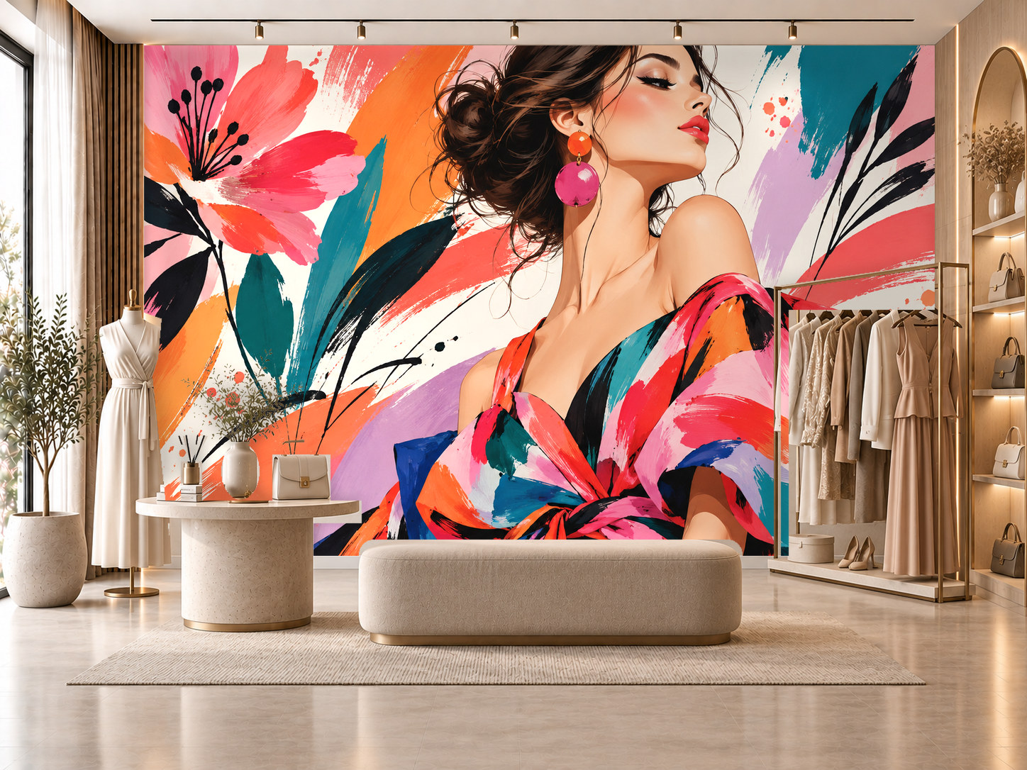 Color Pop Boutique — Kadın butik Duvar Kağıdı (TS-WF-013) – görsel 1