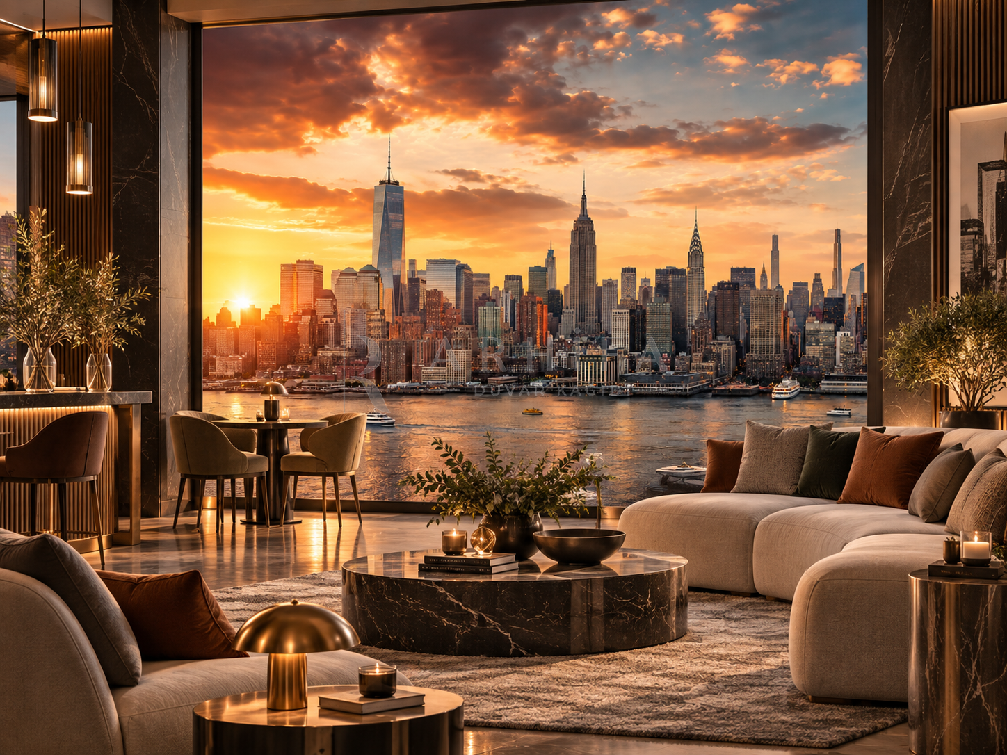 New York — Manhattan Skyline - Dokulu Duvar Kağıdı (CT-005) görsel