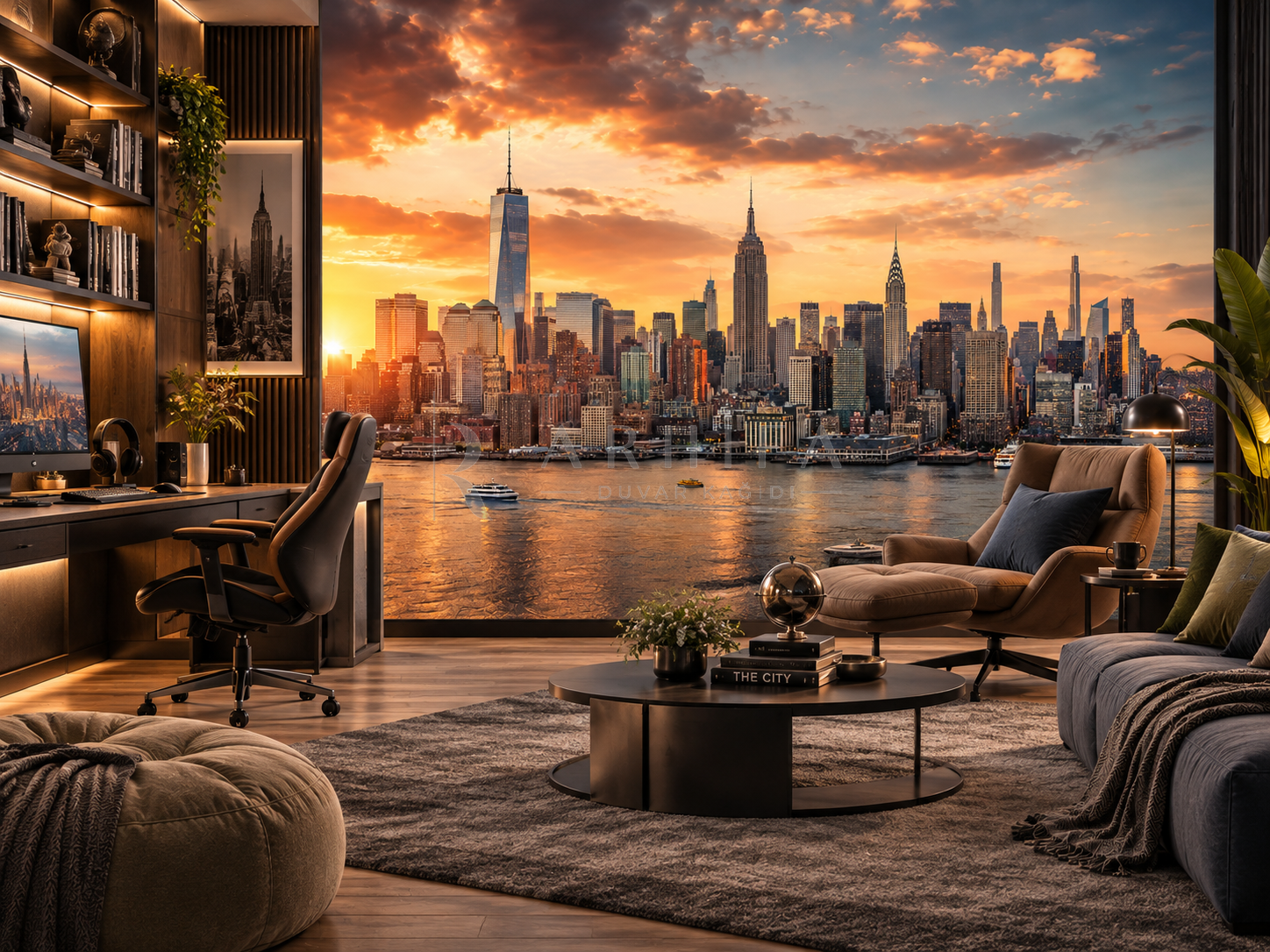 New York — Manhattan Skyline - Dokulu Duvar Kağıdı (CT-005) – görsel 3