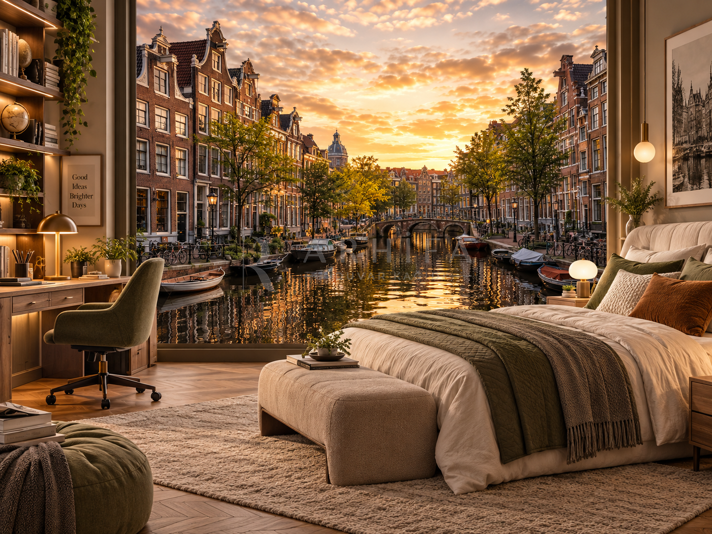 Amsterdam — Canal Houses - Dokulu Duvar Kağıdı (CT-007) görsel